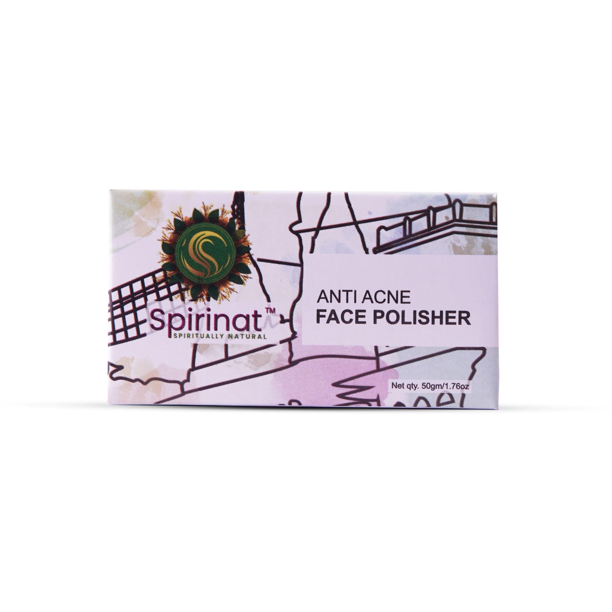 Organic Spirinat Face Scrub & Polisher - 100% Natural Handmade Exfoliator for Smooth Glowing Skin, Lightens Scars & Improves Complexion - Chemical-Free, Certified Organic, Suitable for All Skin Types (50g) - Perfect for Daily Skincare Routine & Spa Treatments