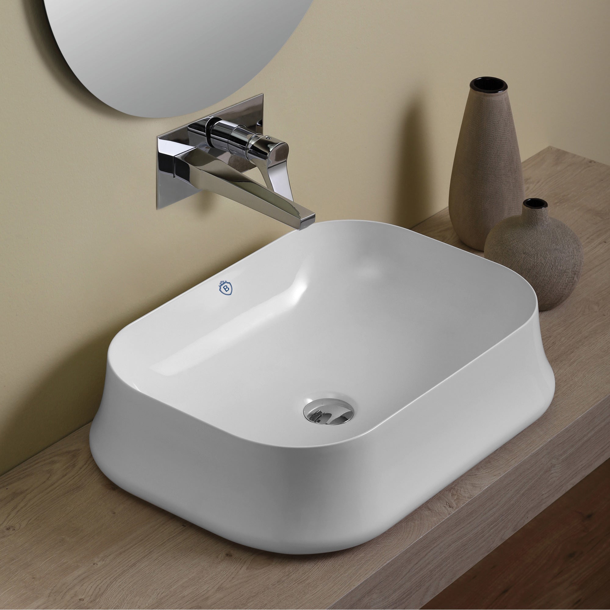 Britannia Rectangular Above Counter Bathroom Sink - Modern & Durable for Home & Commercial Use