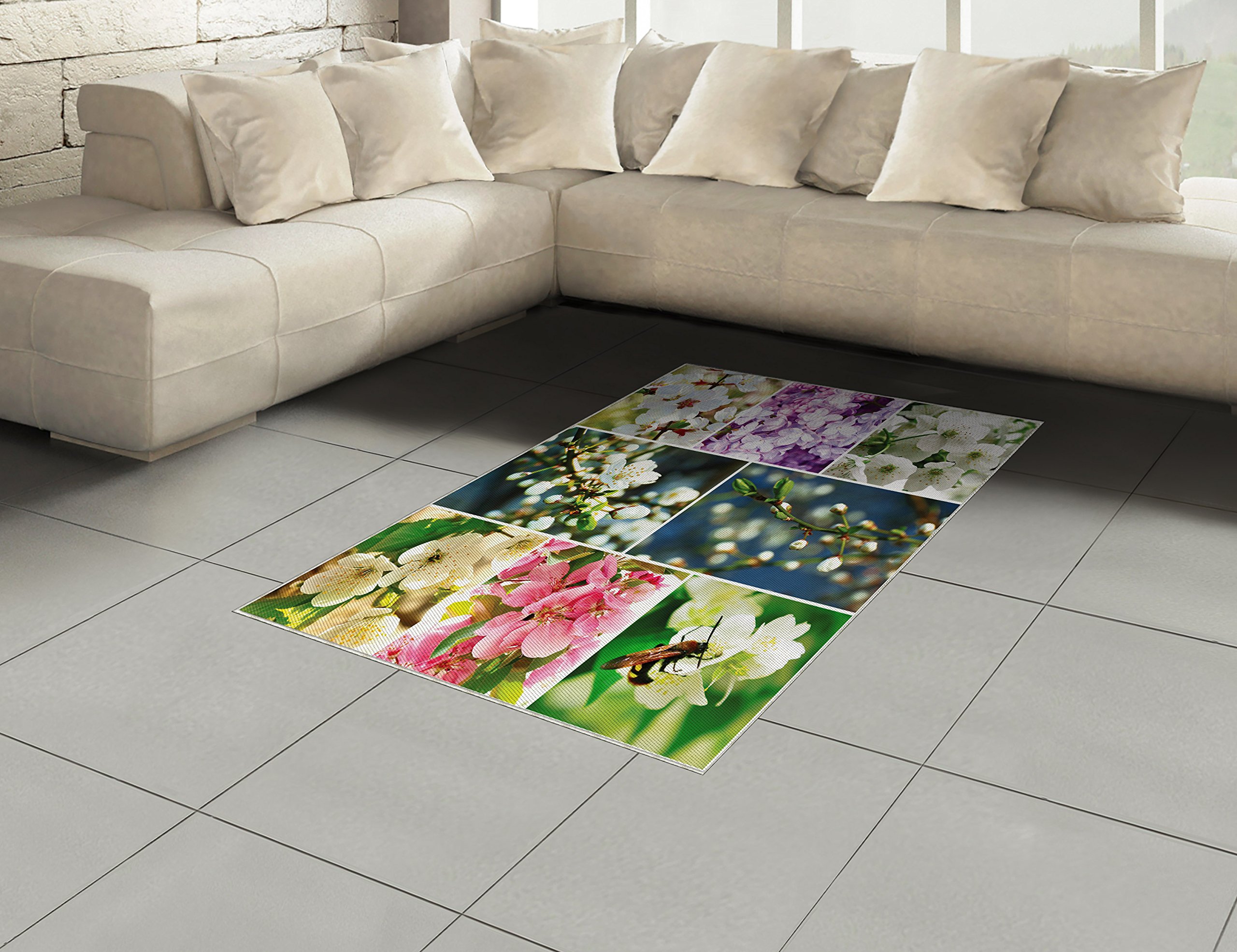 Ambesonne Cherry Blossom Area Rug - 4'x5'7