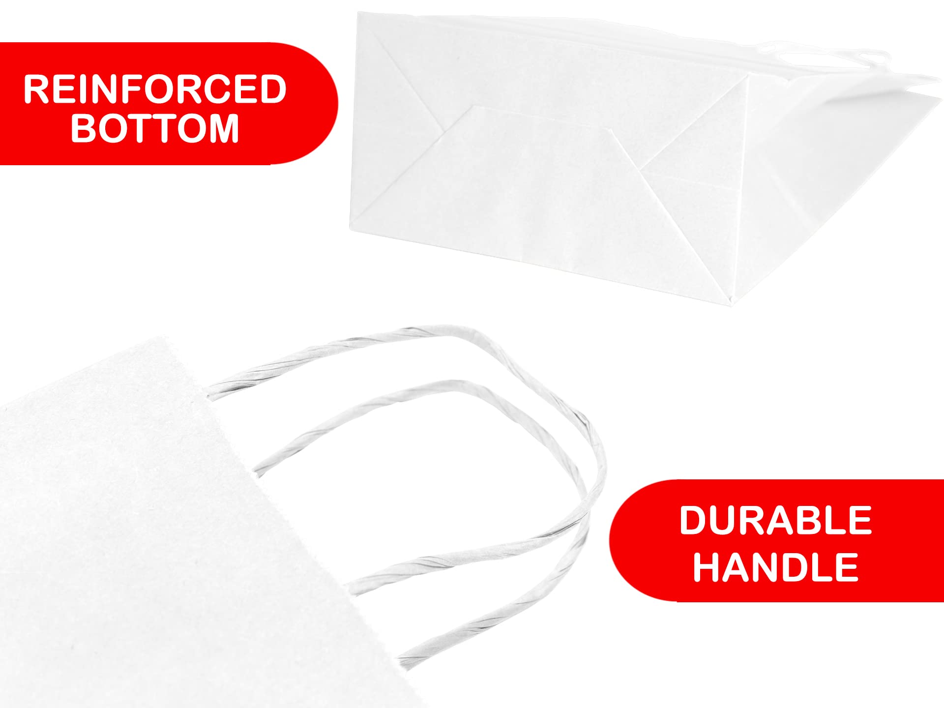 Eco-Friendly Kraft Paper Bags with Twisted Handles - 10x5x13 Inches Bulk Pack (25 Count) | Multi-Use White Solid Print Gift Bags for Retail, Parties, Weddings & Eco-Conscious Packaging