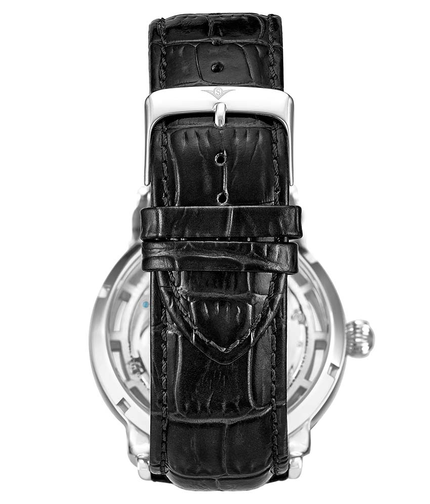 Luciano Automatic 46mm Skeleton Watch for Men - Stainless Steel Mechanical Timepiece with Open Heart Design - Perfect for Business, Formal Events & Gift Giving