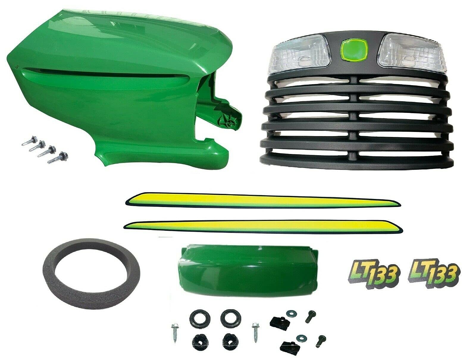 John Deere LT133 Upper & Lower Hood Grille Bumper Foam Isolator LH RH Stickers - Replacement Parts for Tractor Accessories & DIY Repair - Perfect for Farming, Landscaping, and Equipment Maintenance