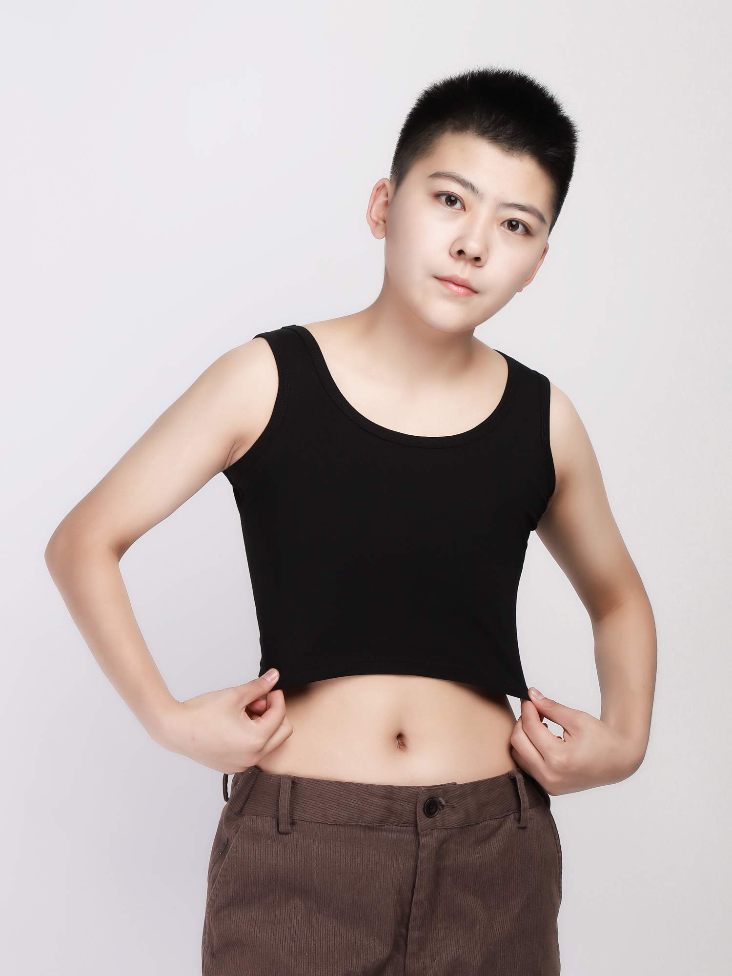 Breathable Cotton Chiffon Half-Length Chest Binder - Comfortable Compression for Transgender, Lesbian & Tomboy Fashion - Perfect for Everyday Wear, Cosplay & Gender-Affirming Outfits