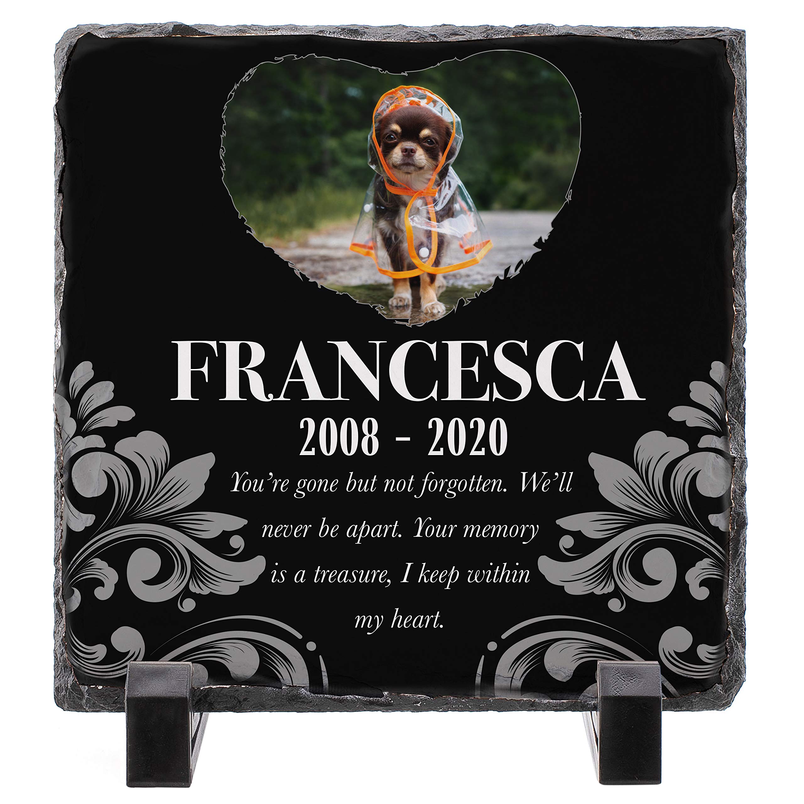Custom Engraved Dog Memorial Stone with Photo - 12x12 Granite Pet Memorial Plaque for Dogs & Cats - Personalized Pet Loss Gift, Indoor/Outdoor Pet Headstone - Perfect for Backyard Memorials & Pet Gravesites