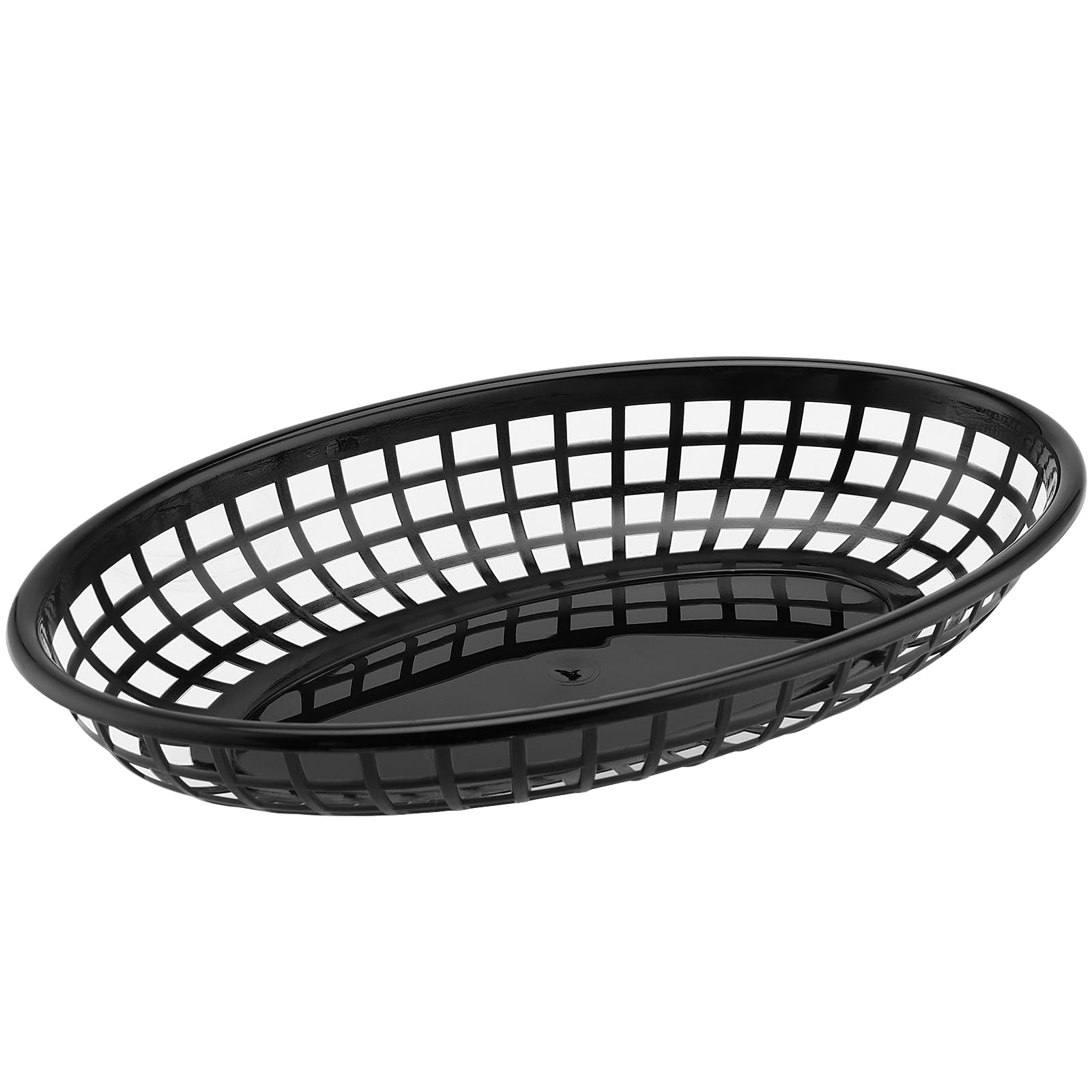 50 Pack Black Plastic Fast Food Baskets 9x5.7x1.5 Inch for Serving Fried Chicken & Fries