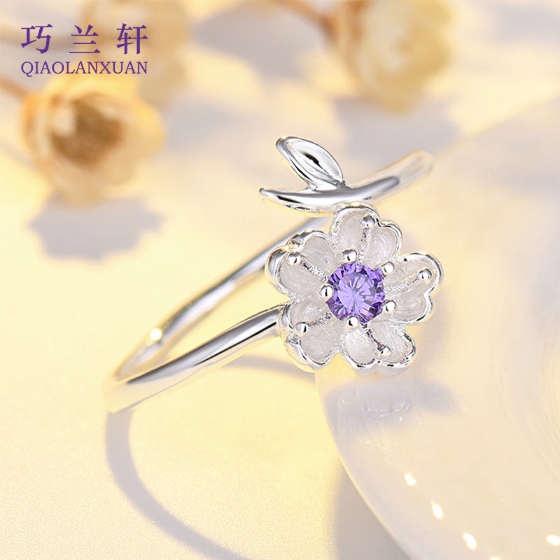 Cherry Blossom White Flower Rings for Women - Elegant Floral Jewelry Gift for Mother's Day, Wedding, Anniversary | JZ041