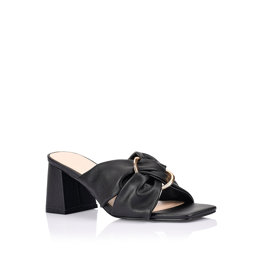Stamos Women's Block Heel Mules - Comfortable Slip-On Shoes for Work & Casual Wear - Black