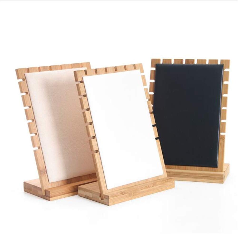 L-Shaped Bamboo Necklace Holder & Jewelry Organizer - Black Velvet Display Stand for Women's Necklaces, Pendants & Accessories - Perfect for Bedroom, Bathroom, Vanity & Jewelry Store Showcase
