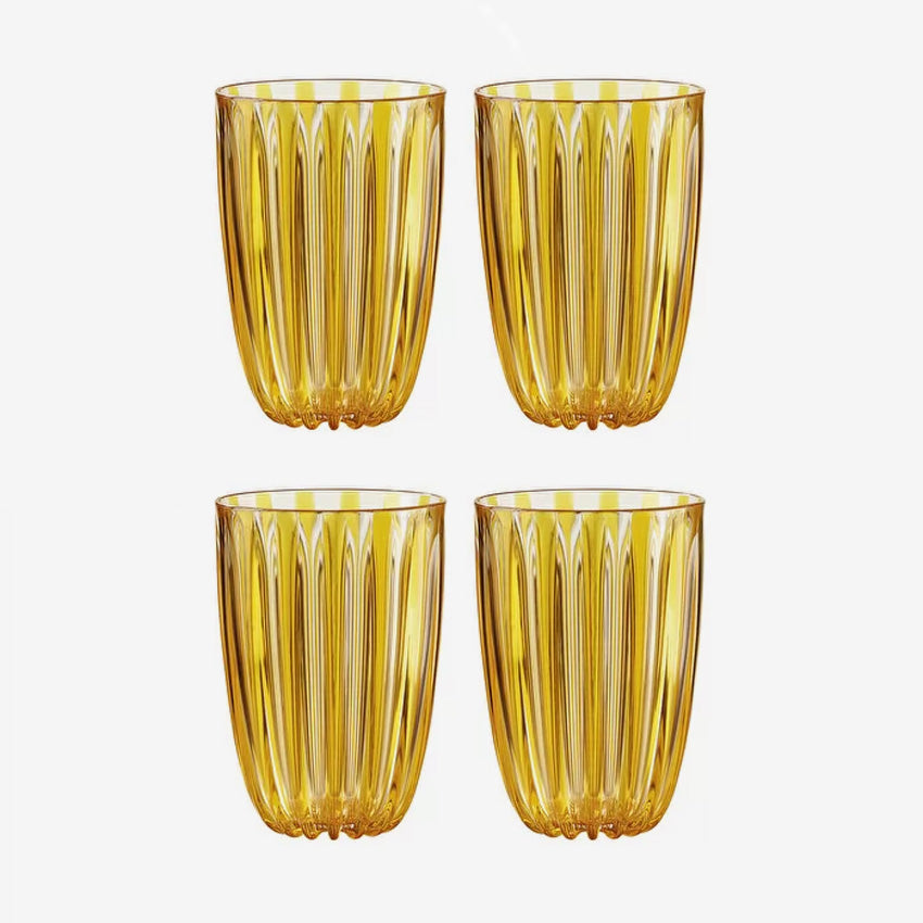 Guzzini Dolcevita 4-Piece Tumbler Set - Elegant Glass Cups for Cocktails, Iced Coffee & Home Decor - Perfect for Parties, Gifts & Daily Use