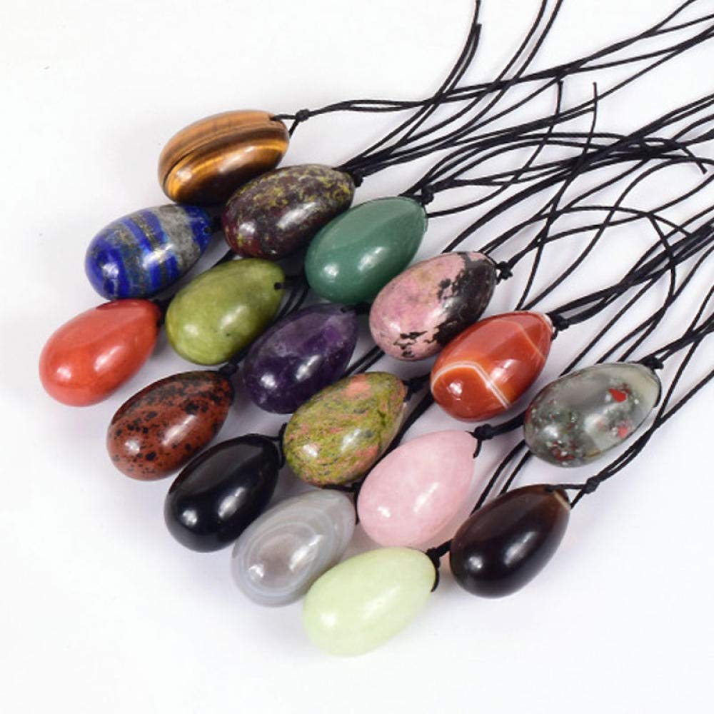 Natural Rose Quartz Yoni Egg Set with Obsidian Kegel Exercise Egg - 45x30mm for Pelvic Floor Muscle Tightening, Crystal Healing & Vaginal Wellness - Perfect for Yoga, Meditation & Holistic Therapy