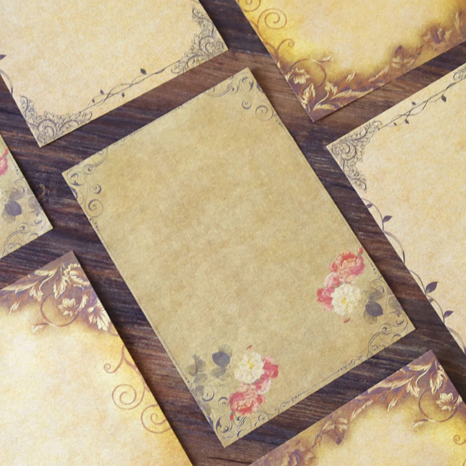 Vintage Stationery Paper and Envelopes Set - 4 Pack Aged Writing Paper with Retro Design for Letter Writing, Journaling & Scrapbooking