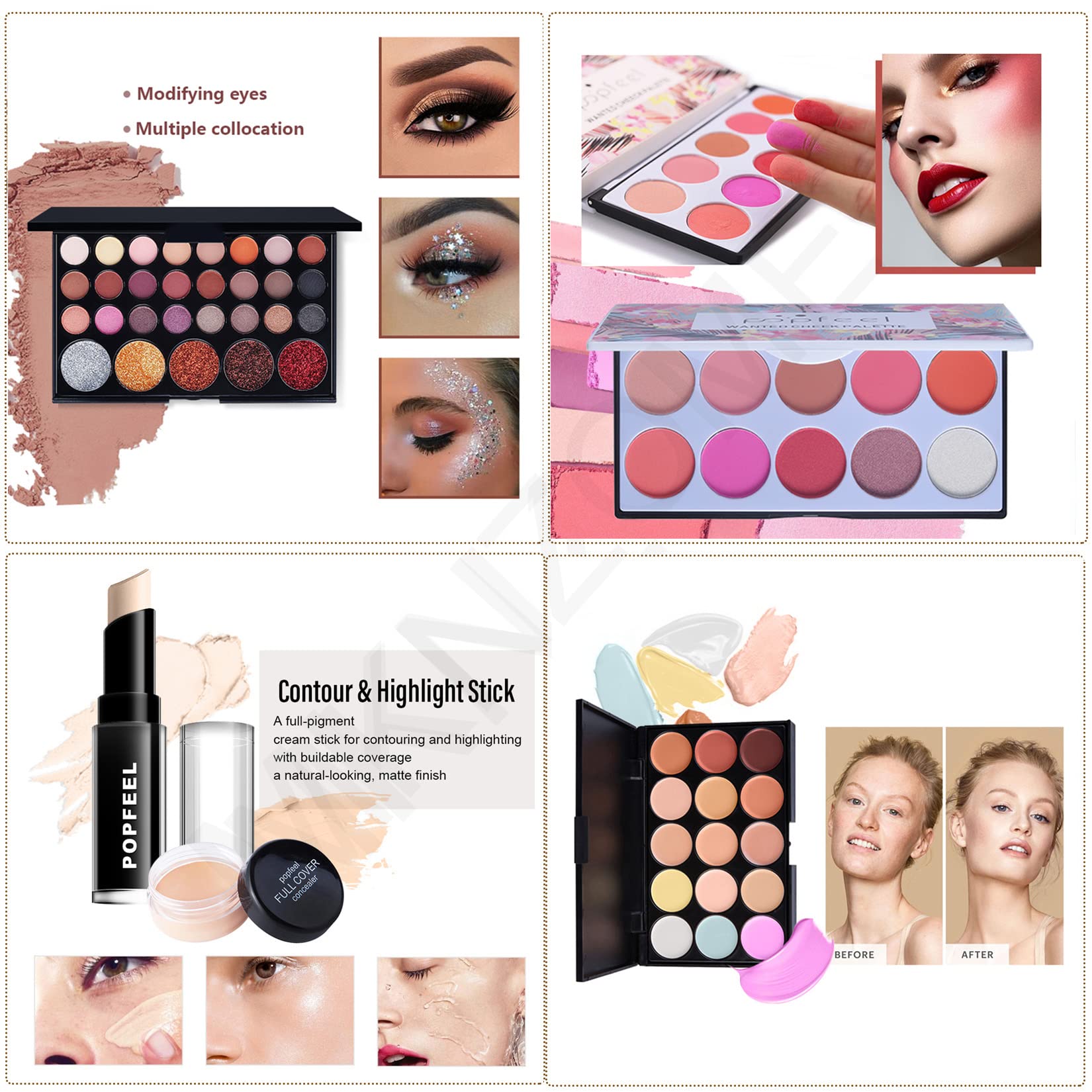 Professional Makeup Kit with Travel Bag - 12-Piece Cosmetic Set Includes Eyeshadow Palette, Foundation & Lip Gloss | Perfect for Travel, Birthday & Christmas Gifts for Women & Teens | Home, Party & Daily Use