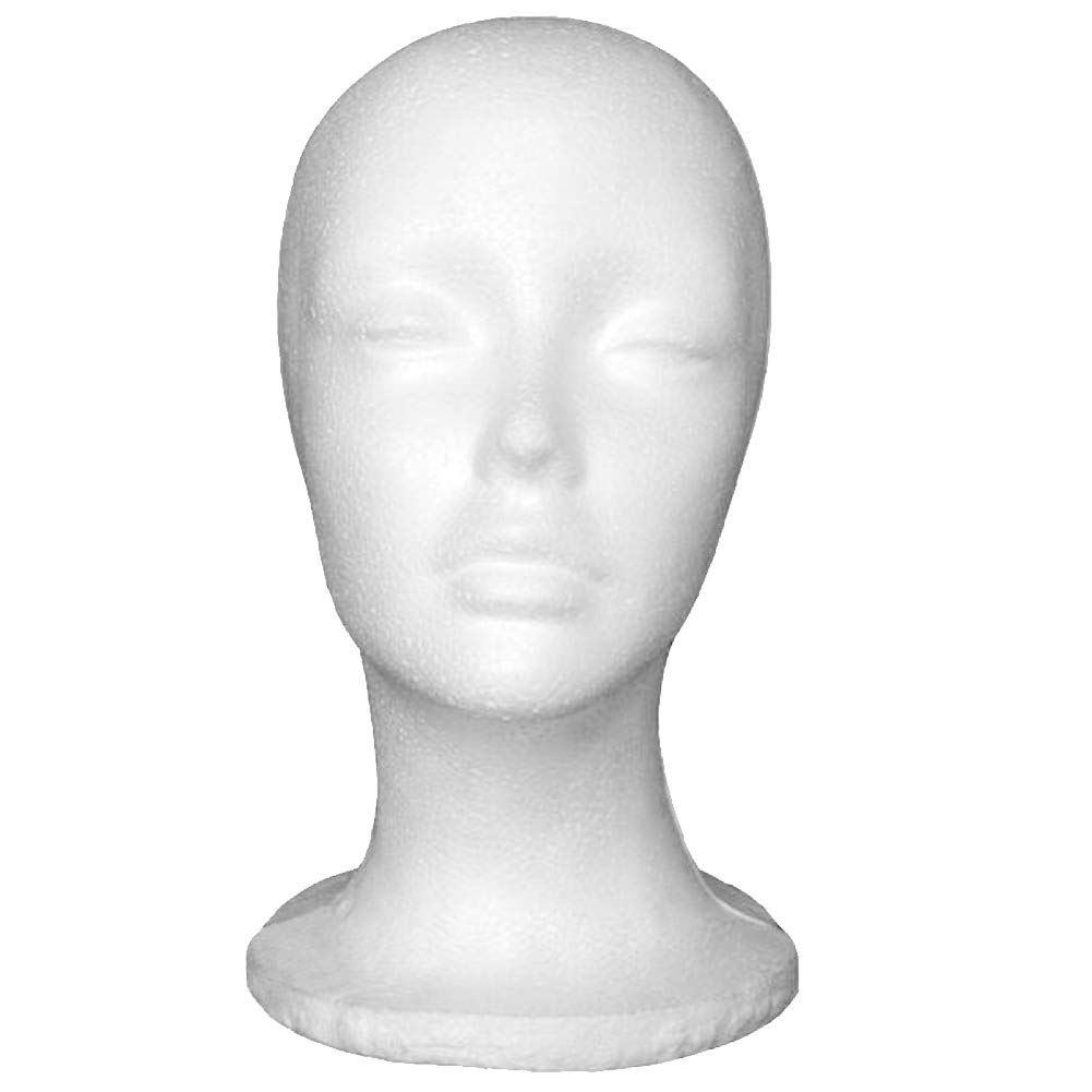 Styrofoam Female Mannequin Head for Wig, Hat & Glasses Display - Stylish & Durable Wig Stand for Salon, Retail & Photography Use