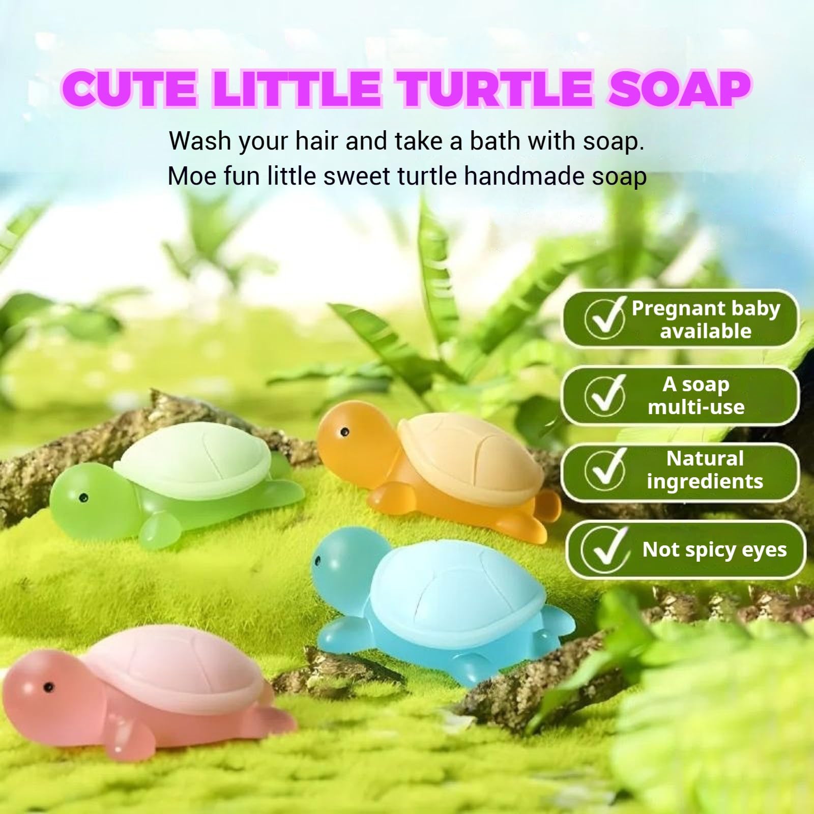 Little Turtle Handmade Essential Oil Soap - Natural Moisturizing Kids Soap with Honey, Ocean, Jasmine & Rose Scents - Gentle Cleansing for Face, Hands & Bath - Perfect for Kids' Skincare & Gift Giving