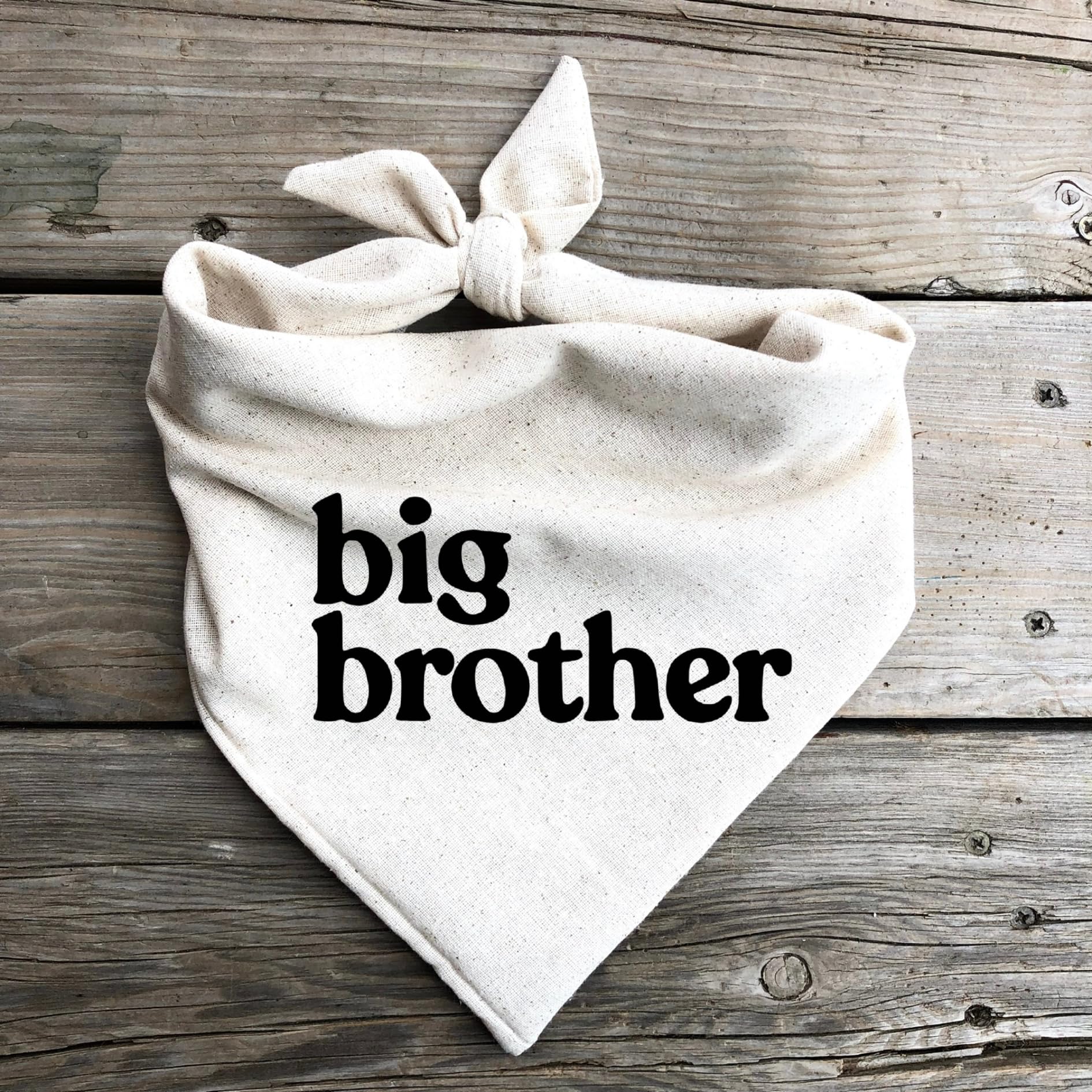 Dog Bandana for Pregnancy Announcement - Big Brother Baby Reveal - Neutral Oatmeal Cream Minimalist Pet Bandana - X-Small Size - Perfect for Gender Reveal Parties & Family Announcements