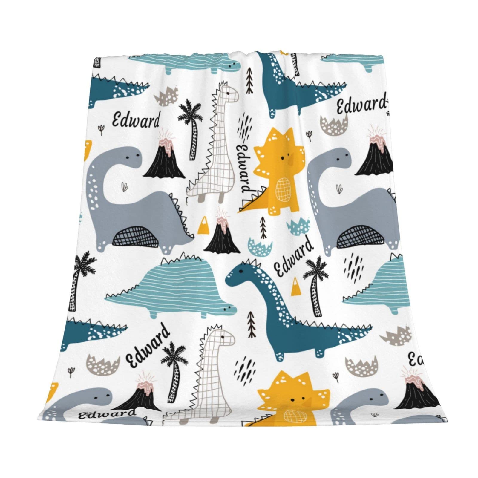 Personalized Baby Blankets with Name - Soft Monogrammed Swaddle Blankets for Newborn Boys & Girls - Custom Dinosaur Design Baby Shower Gift - Perfect for Nursery, Photo Shoots & Travel