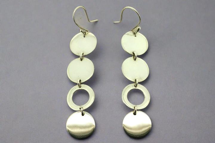 4 Pack Silver Disc Drop Earrings for Women - Elegant Dangle Hoop Earrings for Party, Wedding & Everyday Wear