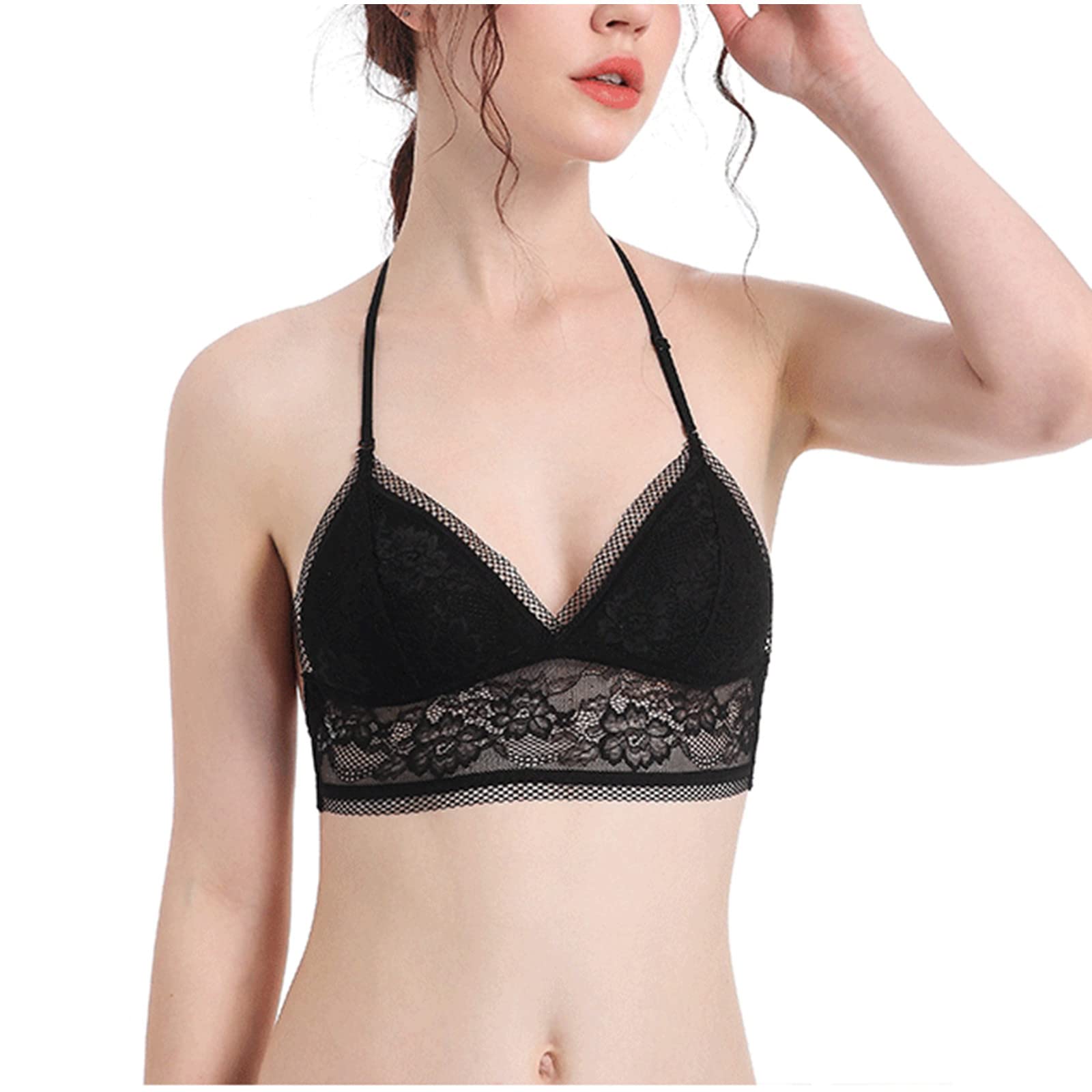 Sexy Floral Lace Bralette for Women - No Underwire Comfort Bra, Lightly Lined Thin Cup Lingerie | Perfect for Everyday Wear, Date Nights & Lounge