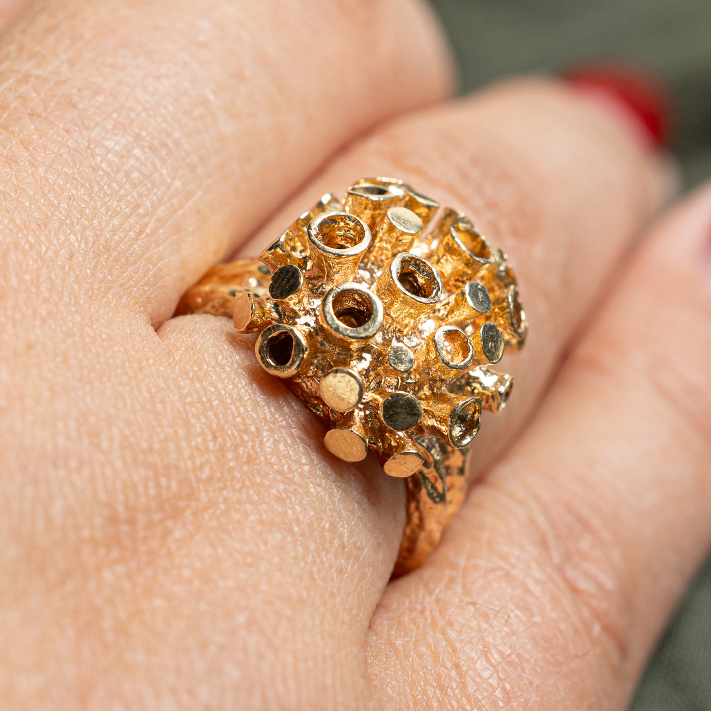 14K Yellow Gold Cocktail Ring for Women - Size 6.5 - Elegant Statement Jewelry for Parties, Weddings & Special Occasions