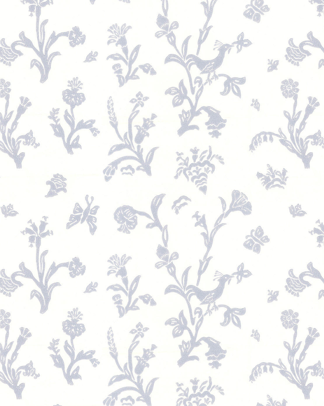 Lim & Handtryck Wallpaper - Bird Blue White/Blue - Perfect for Nursery, Bedroom, and Living Room Decor