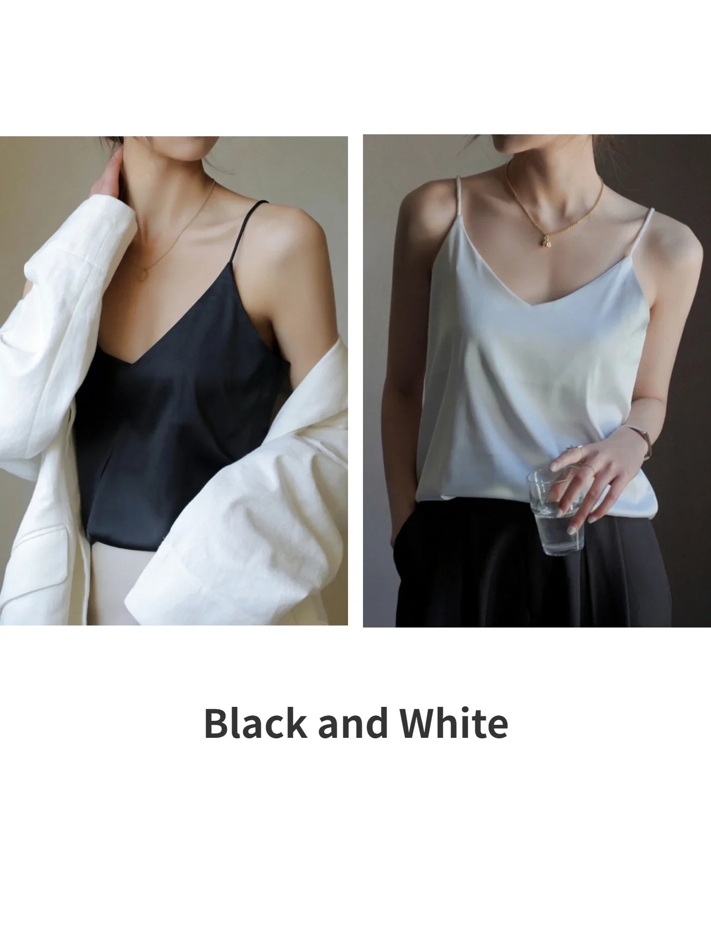 Acetate Satin Grey Camisole for Women - Loose Summer Spaghetti Strap Tank Top with V-Neck & Backless Design | Perfect for Layering, Beachwear & Night Out