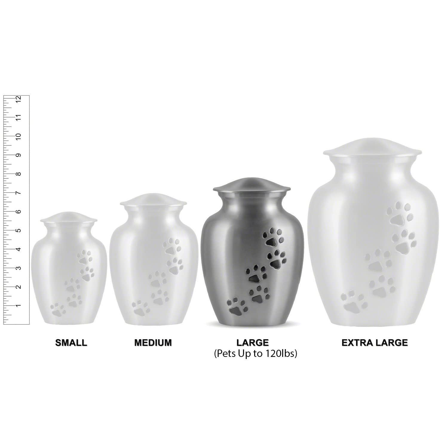 Ottillie Paws Premier Series Large Ebony Pet Memorial Urn with Vertical Brass Paws - Personalized Laser Engraving for Dogs and Cats - Perfect for Home or Garden Memorial Displays