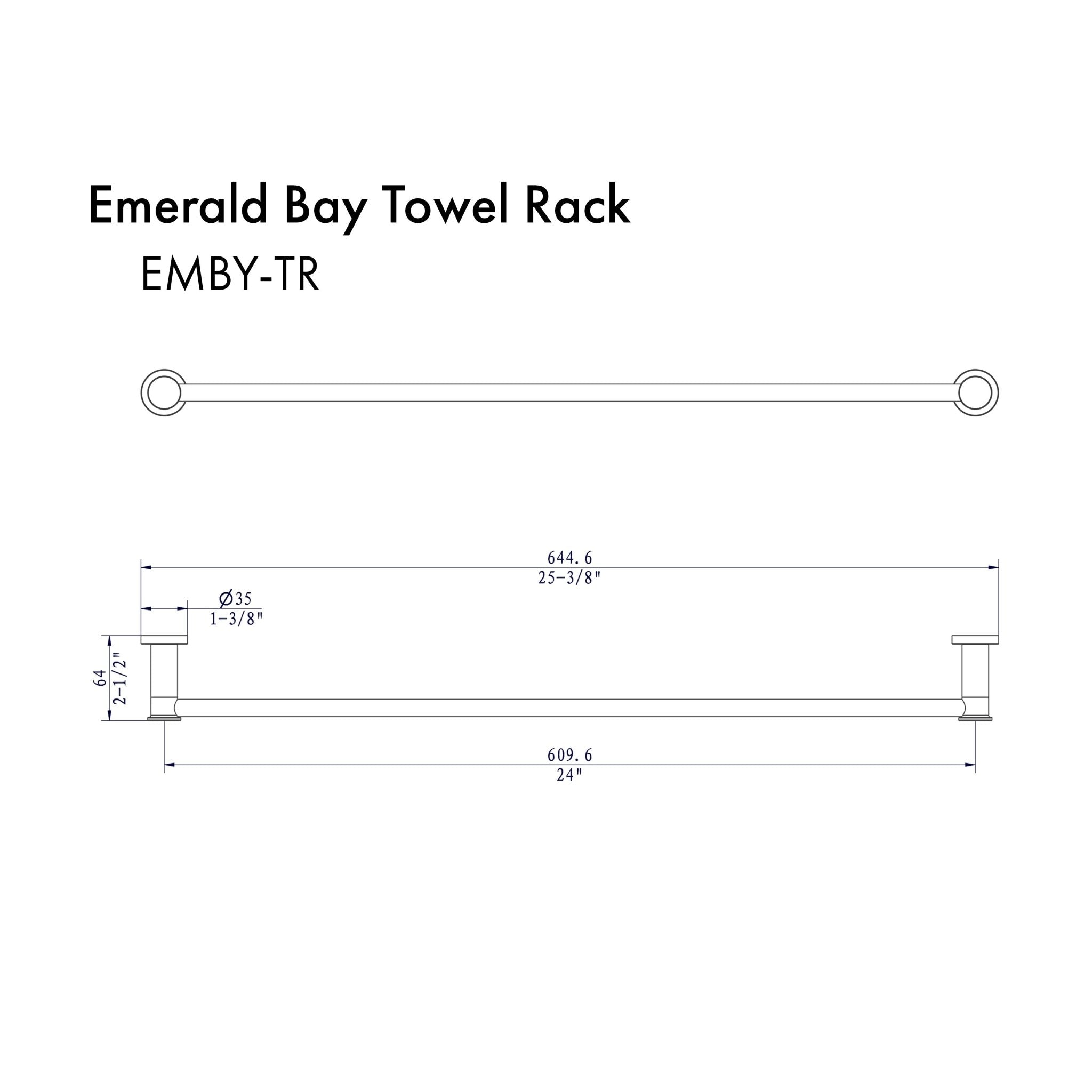 ZLINE Emerald Bay Towel Rail in Polished Gold - Premium Bathroom Towel Holder - Elegant and Durable Design for Bathroom, Kitchen, or Spa Decor (EMBY TR PG)
