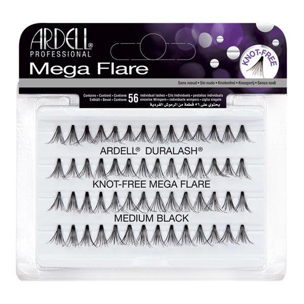 Ardell Mega Flare Individual False Eyelashes - Knot Free, Medium Black (65280) for Dramatic Eye Makeup & Special Occasions