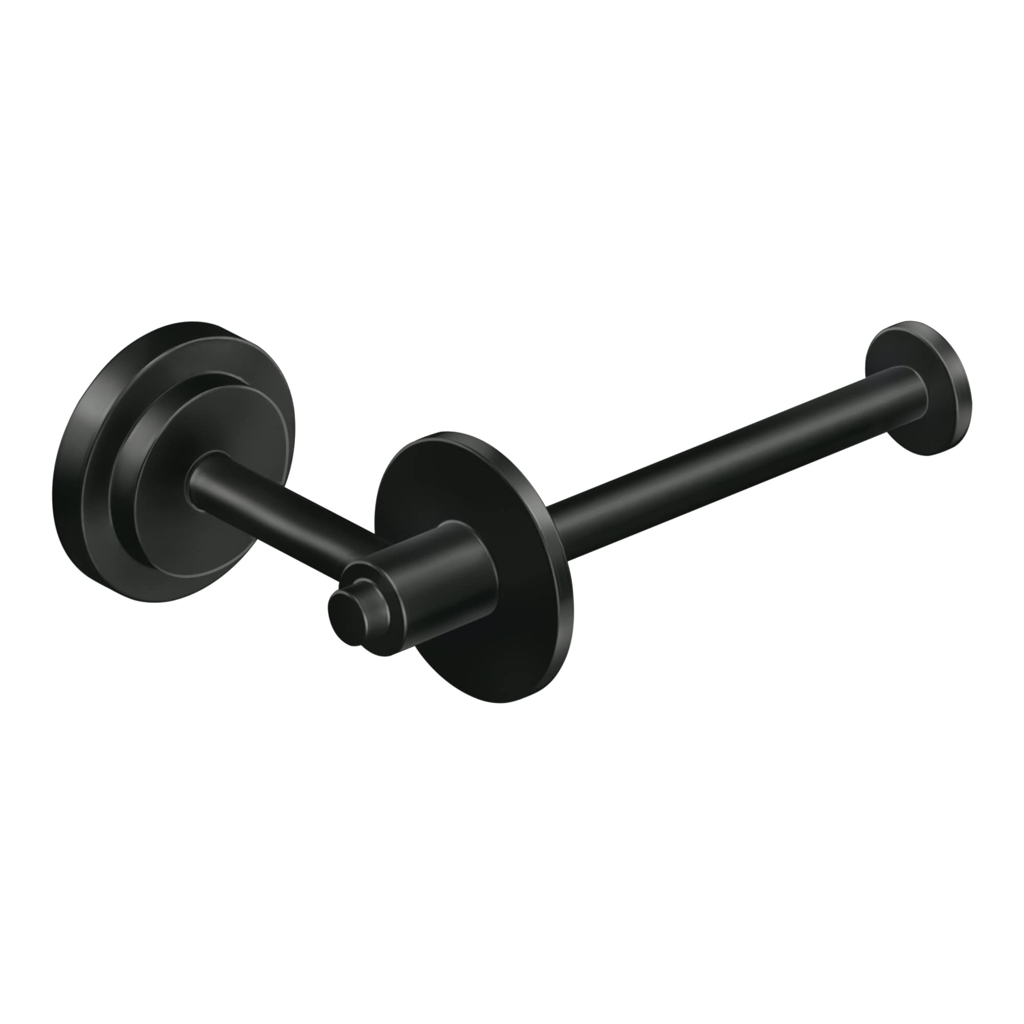 Moen DN0709BLL Matte Black Single Post Toilet Paper Holder - European Style Bathroom Tissue Roll Stand for Modern Homes & Luxury Hotels