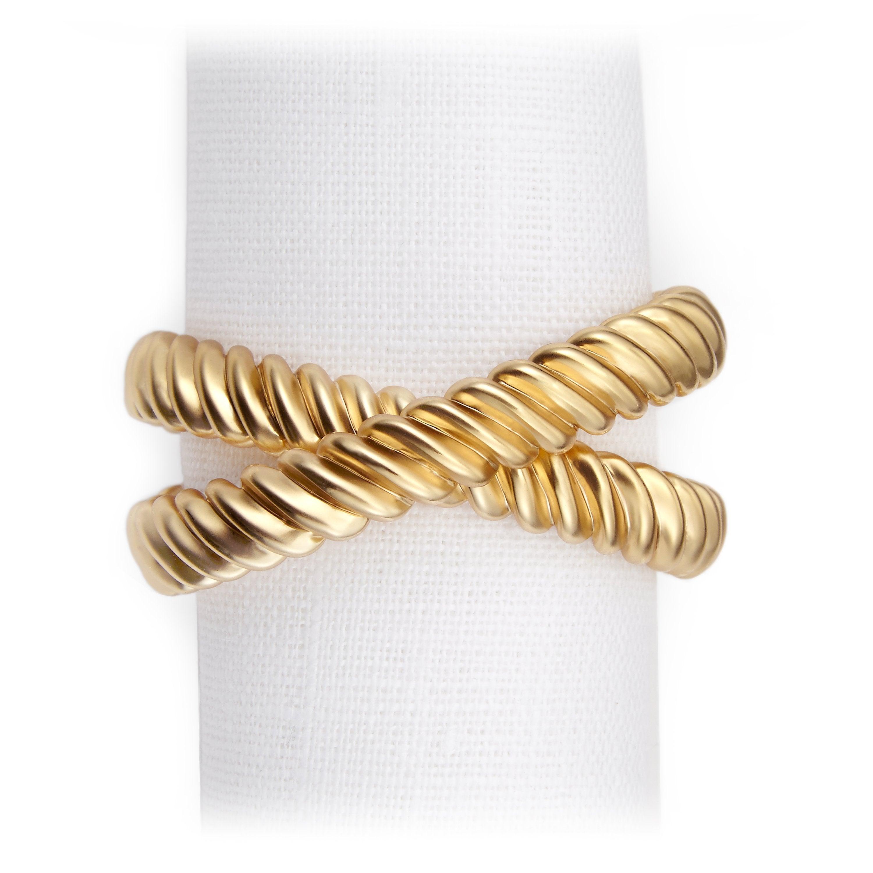 Deco Twist Napkin Rings Set of 4 - Elegant Table Decor for Wedding, Dinner Party & Holiday Celebration - Premium Crystal Napkin Holders for Formal Dining & Special Occasions