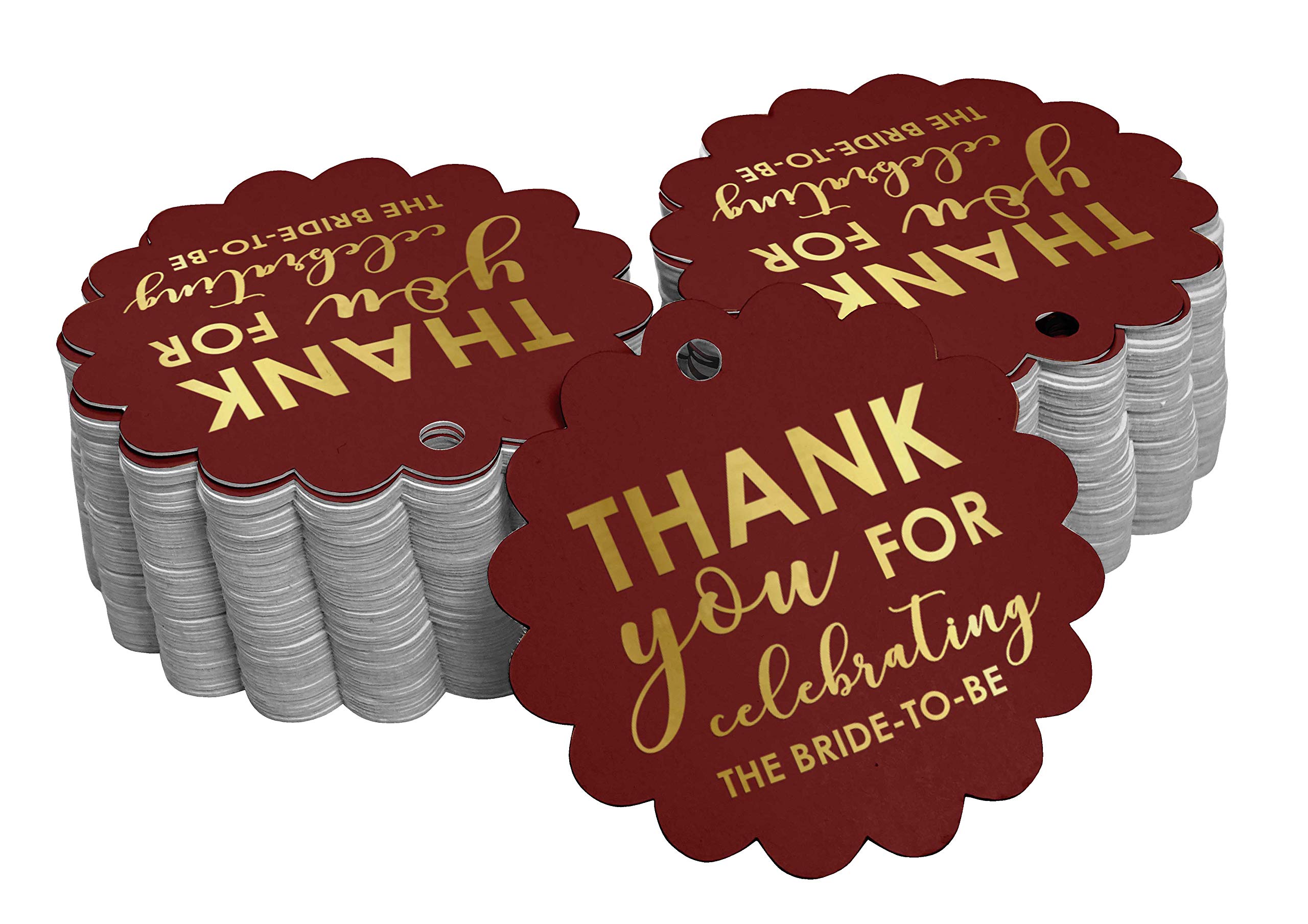100pcs Gold Foil Thank You Tags for Bridal Showers - Elegant Wedding Favor Tags for Bride-to-Be Celebrations - Perfect for Bridal Party Gifts, Wedding Favors & Special Events