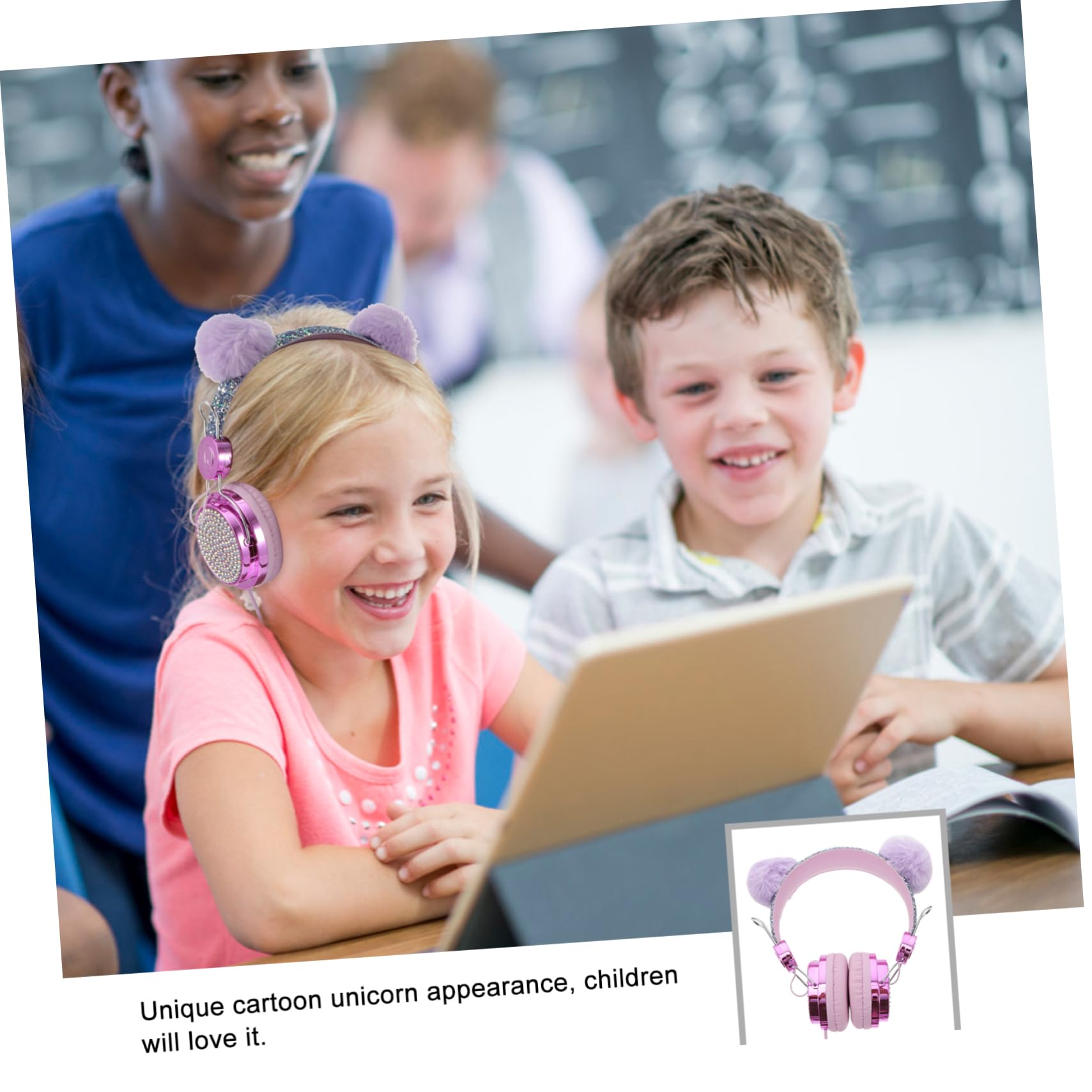 HOMSFOU Cat Ear Headphones with Mic - 3 Pack Unicorn Studio Monitor Headsets, Over-Ear Wired Gaming Headset for Girls & Kids, ABS Material - Perfect for Gaming, Streaming & Online Classes