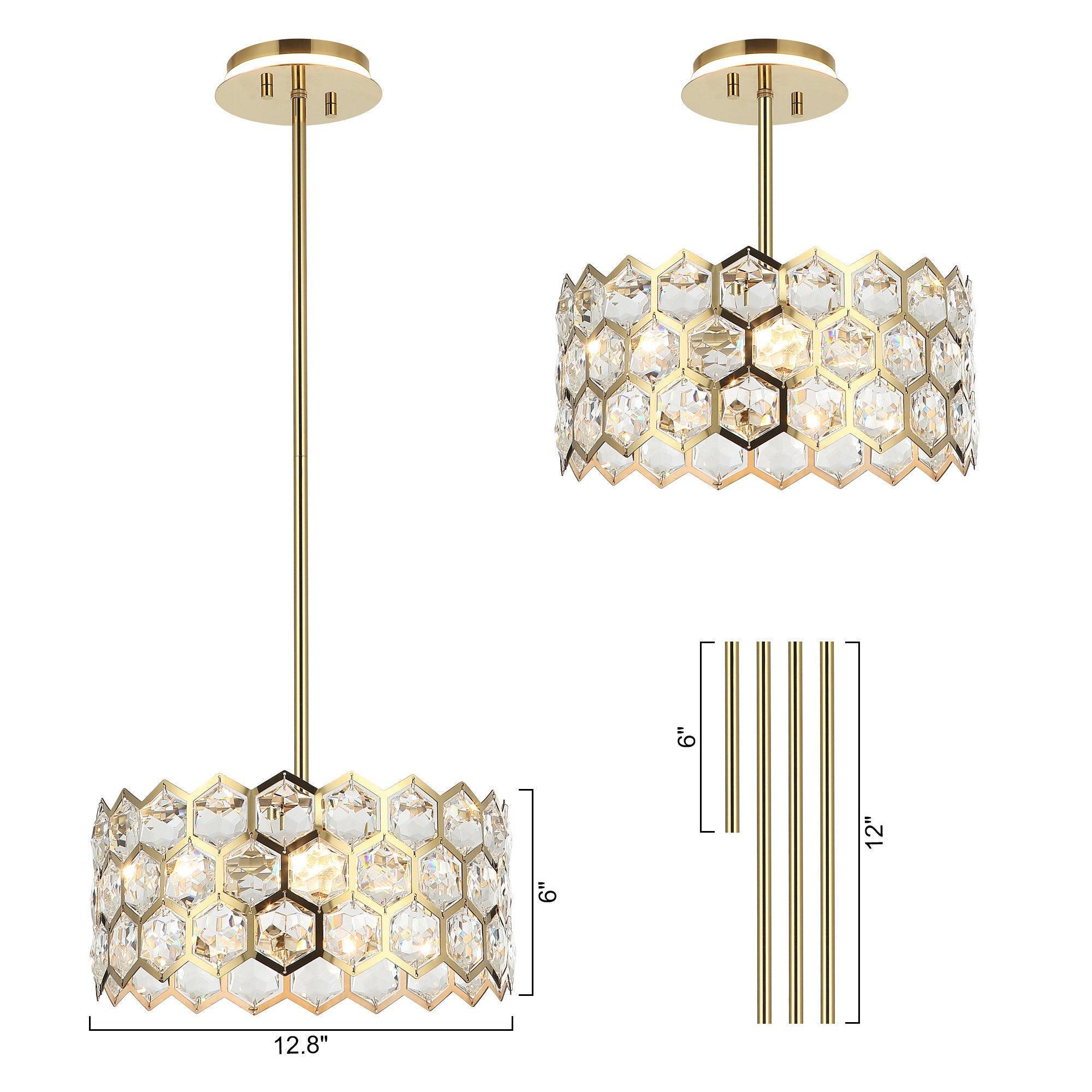 13 Inch Modern Golden 3-Light Pendant Lighting Fixture for Living Room, Dining Room, Kitchen Island - Elegant Ceiling Light with Adjustable Height