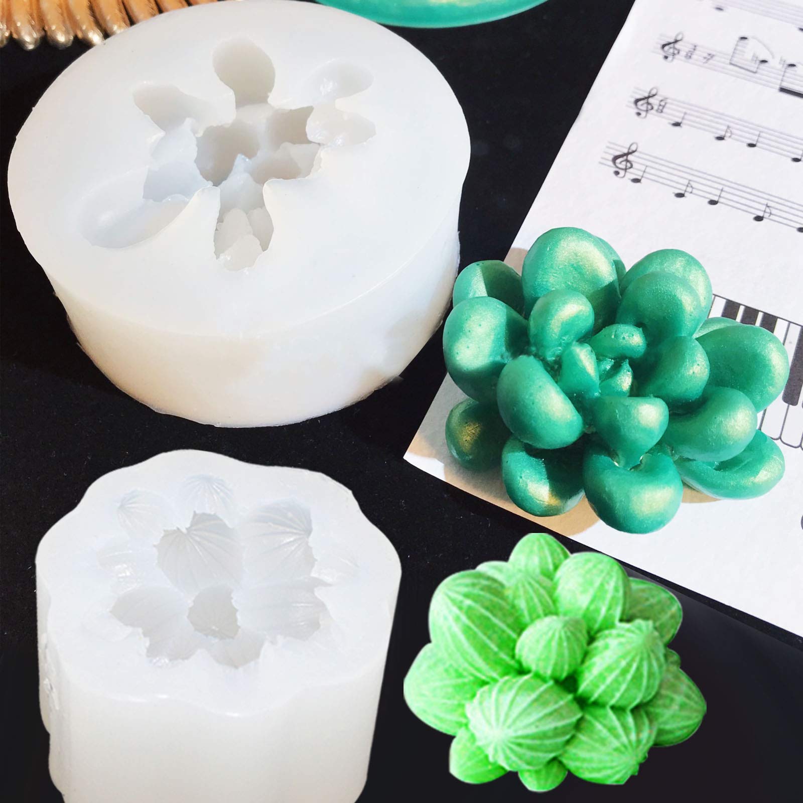 8-Piece Succulent Silicone Mold Set - Cactus Flower Resin Epoxy Casting Molds for DIY Cake Decorating, Candle Making & Polymer Clay - Perfect for Home Decor, Wedding Favors & Craft Projects