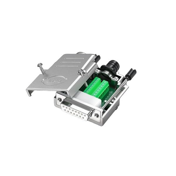 DB15 Female Solderless Shielded Metal Hood Connector - RS232 D-Sub Serial Adapter for Industrial Automation & Computer Networking