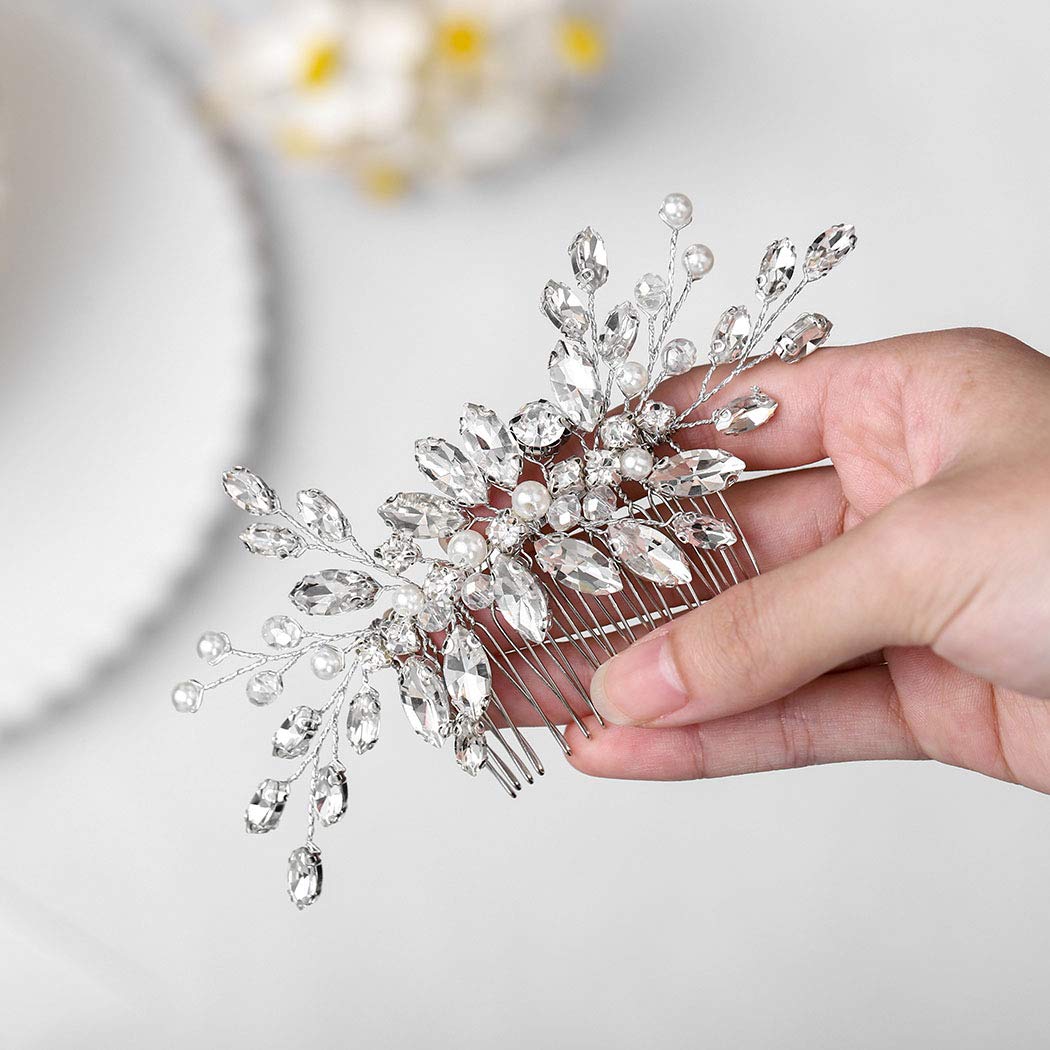 Sparkling Rhinestone Wedding Hair Comb - Silver Crystal Bridal Hair Accessories for Brides & Bridesmaids - Elegant Hair Clips for Women - Perfect for Weddings, Prom & Special Occasions