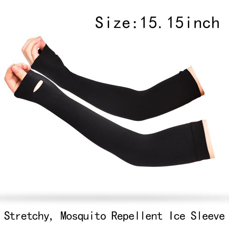 UV Protection Arm Sleeves for Women & Men - Cooling Compression Sun Sleeves (2 Pairs, White & Black) - Perfect for Running, Cycling, Golf & Outdoor Sports