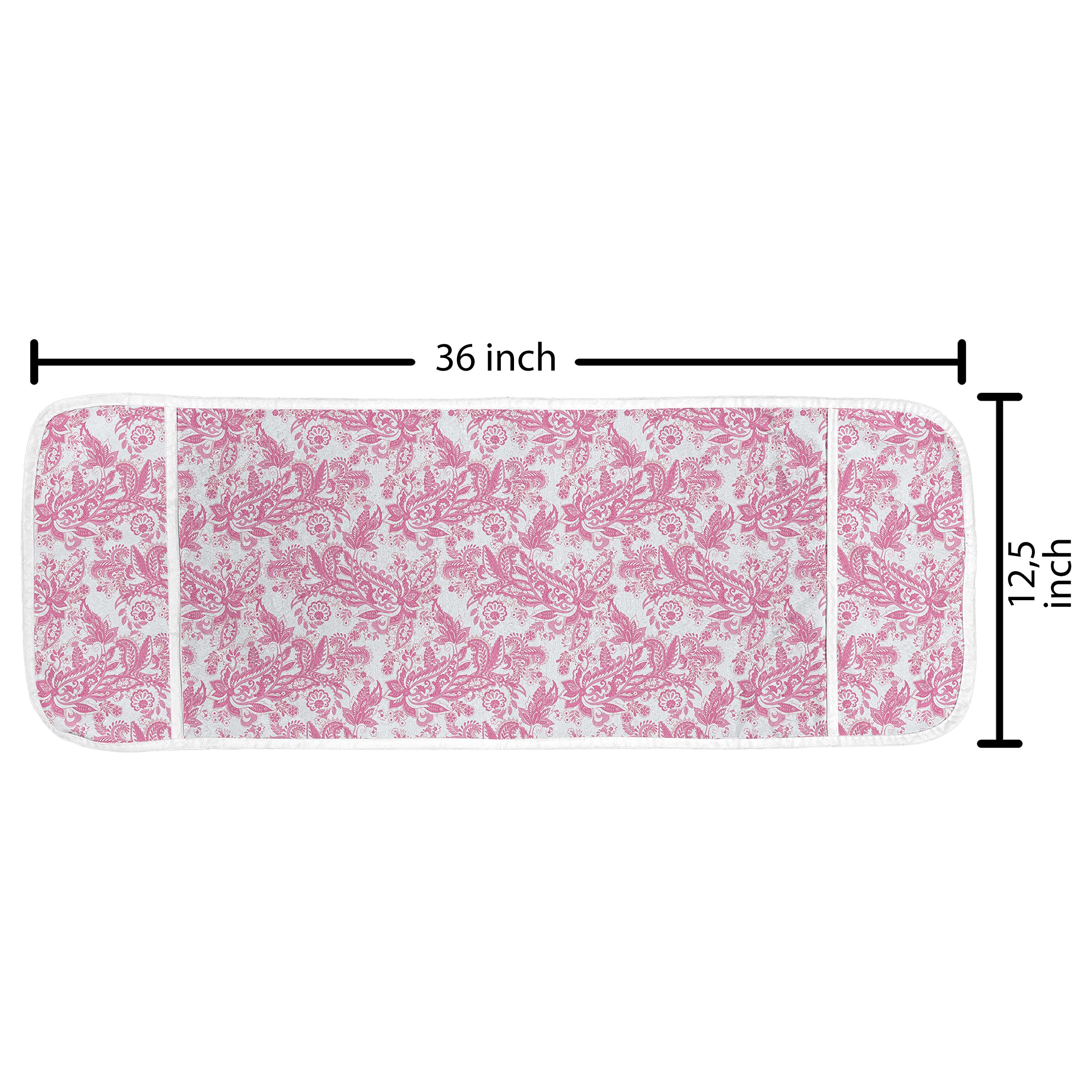 Ambesonne Floral Microwave Cover - Pink Paisley Abstract Garden Print, Waterproof Kitchen Organizer with Pockets, 36