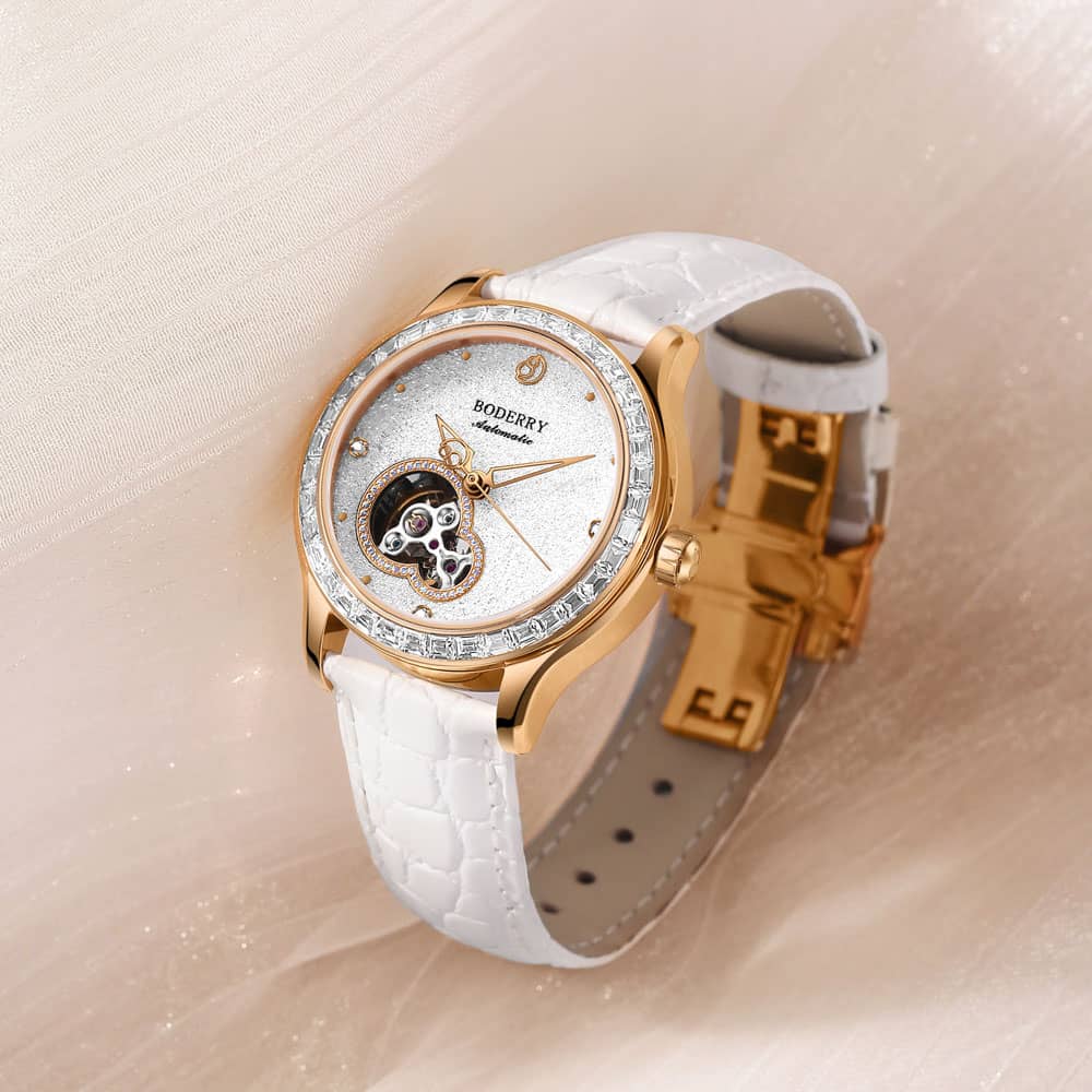 Luxury Women's Automatic Watch with Crystal Gold Case - Elegant Dragonfly Design for Daily Wear & Special Occasions
