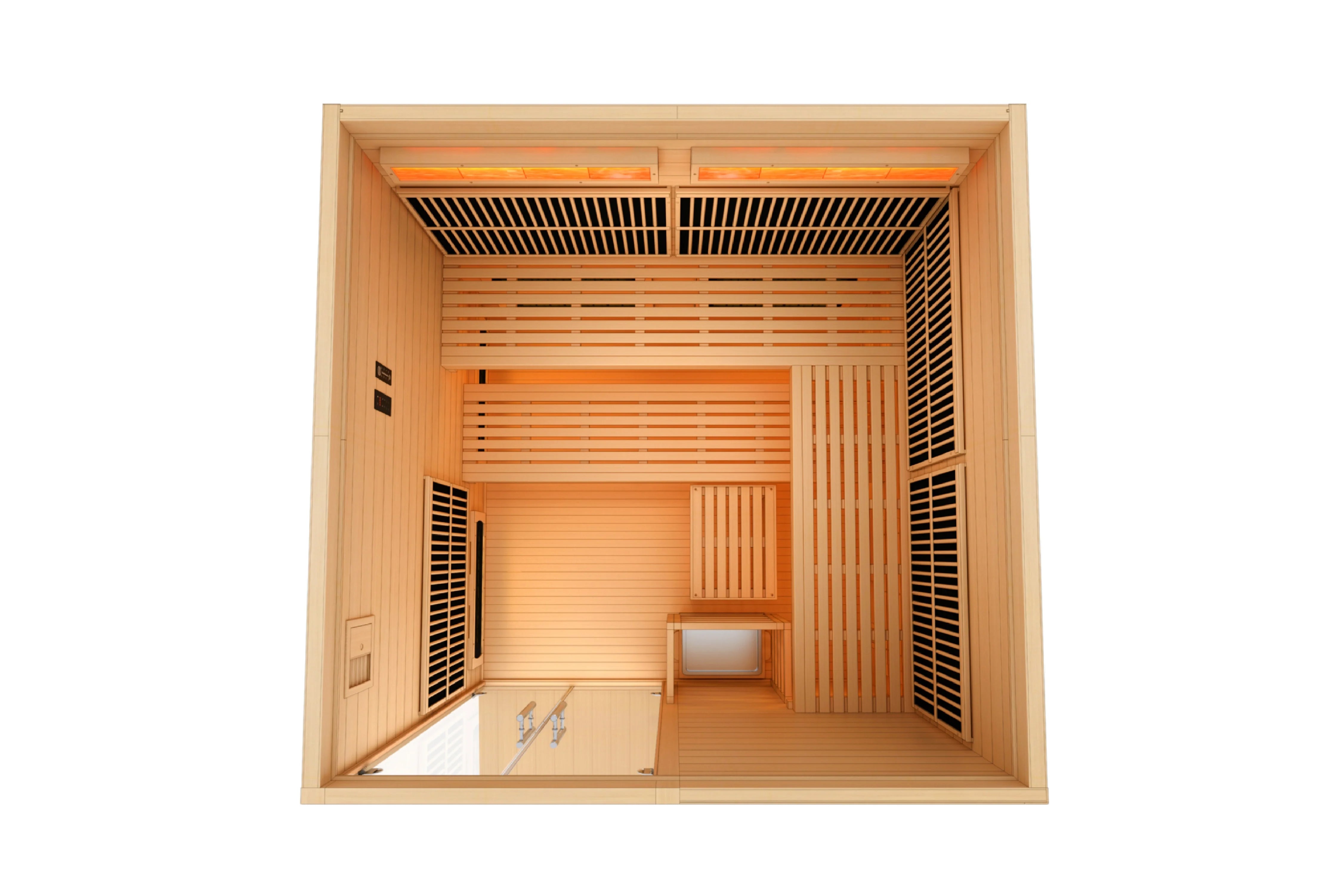 Golden Designs 2025 Toledo 6-Person Indoor Hybrid Sauna with Carbon Heaters - Home Spa Relaxation & Detox for Family Wellness
