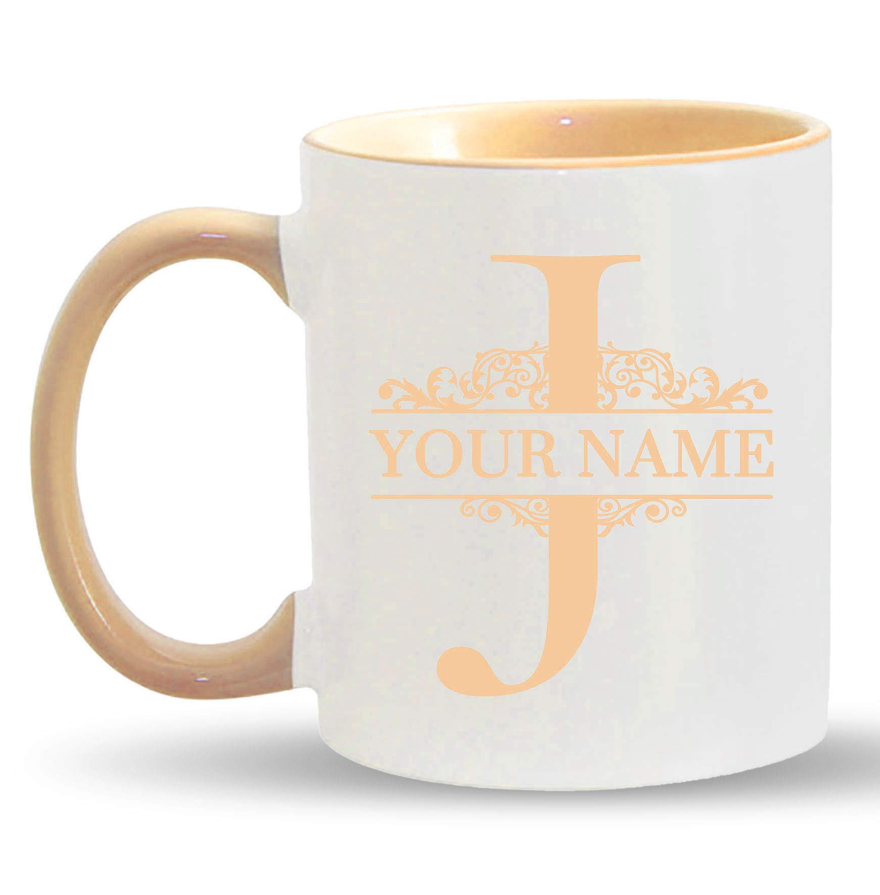 Personalized Monogram Coffee Mug - Custom Name Ceramic Cup - 11oz Coffee Cup for Office, Home & Gifts - Engraved Customizable Gift Idea