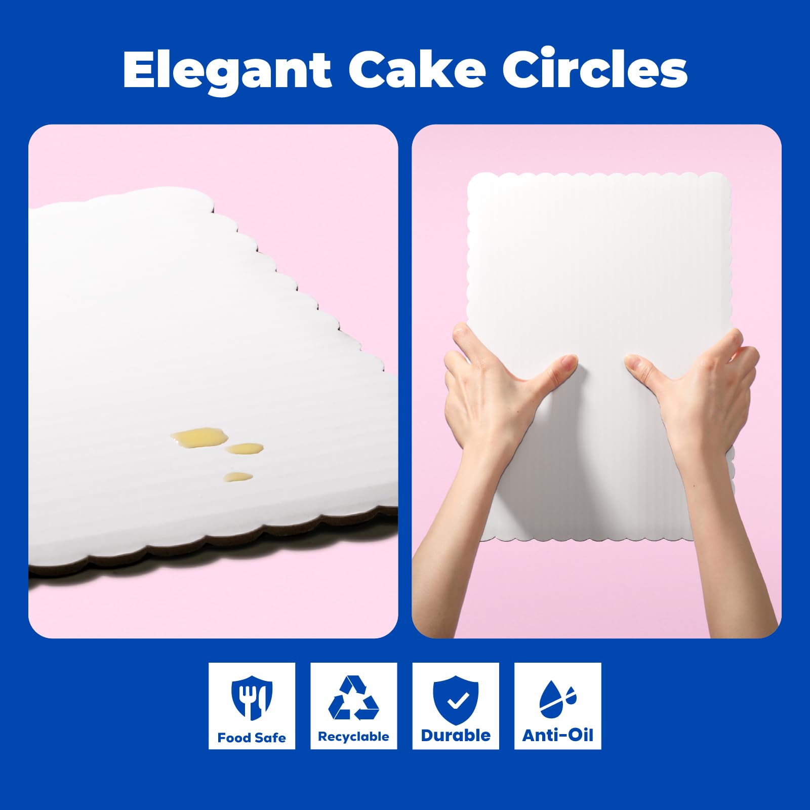 100-Pack White Cardboard Cake Boards 14x10 Inch - Disposable Rectangular Cake Stands for Fit Meal Prep, Desserts & Pastries | Grease Proof & Moisture Resistant Baking Supplies for Party Catering, Bakery Display & Home Baking