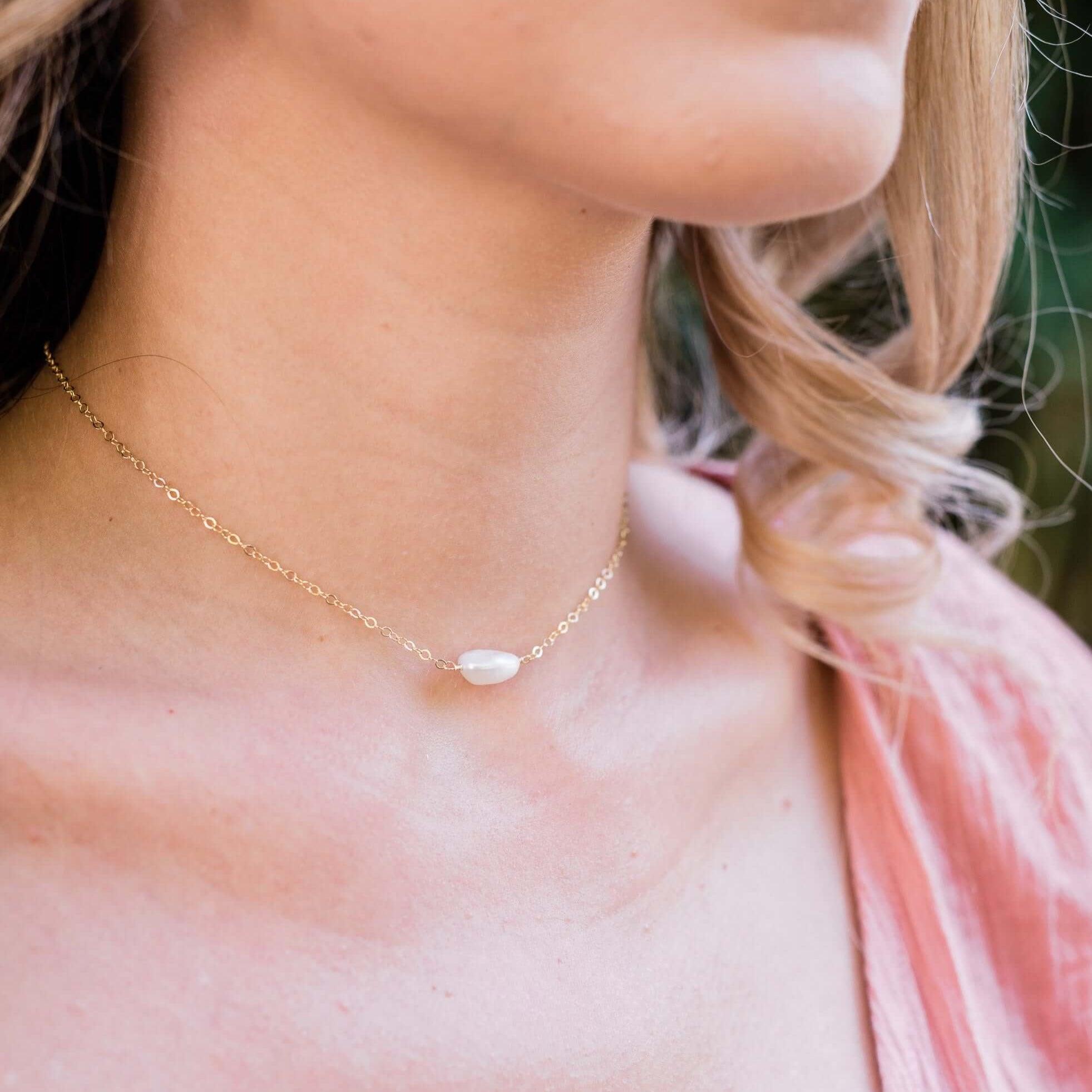 Elegant Tiny Raw White Freshwater Pearl Crystal Nugget Choker Necklace - Perfect for Weddings, Parties & Everyday Boho Style