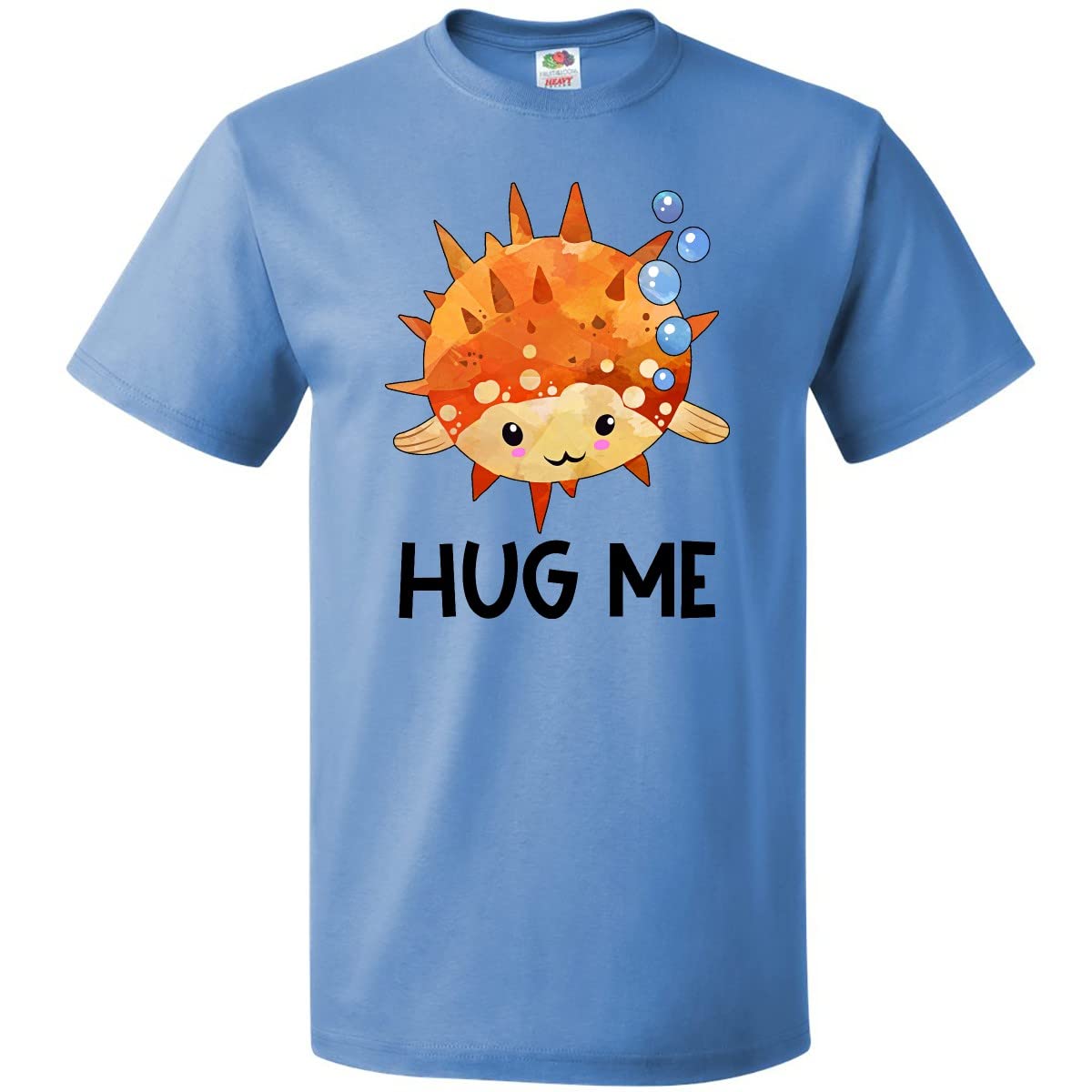 Inktastic Hug Me Cute Pufferfish with Bubbles Graphic T-Shirt for Men & Women - Funny Fish Lover Gift, Casual Wear for Beach, Vacation & Everyday Outfits