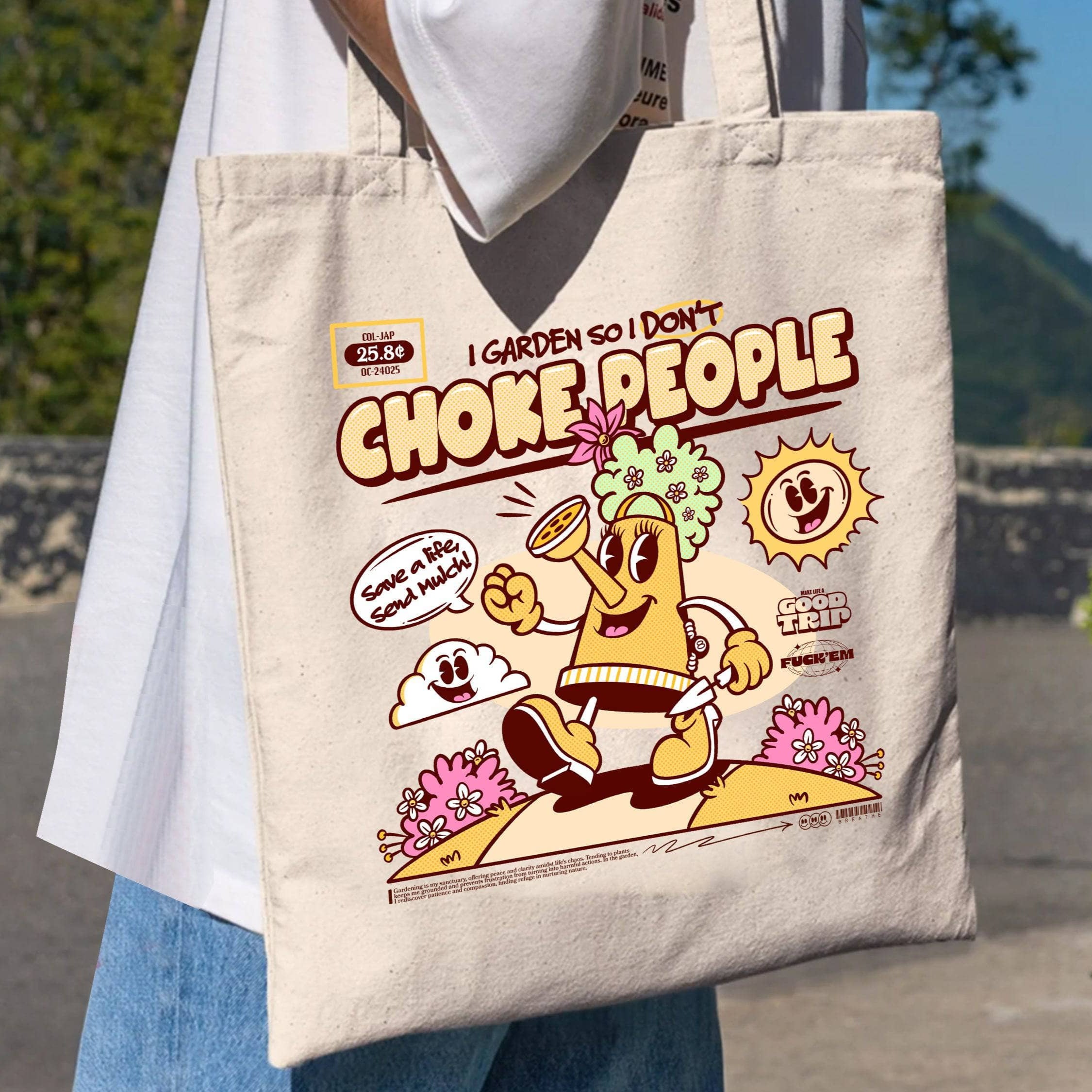 Happy Gardens Eco-Friendly Reusable Tote Bag - Sustainable Shopping & Grocery Bag for Everyday Use