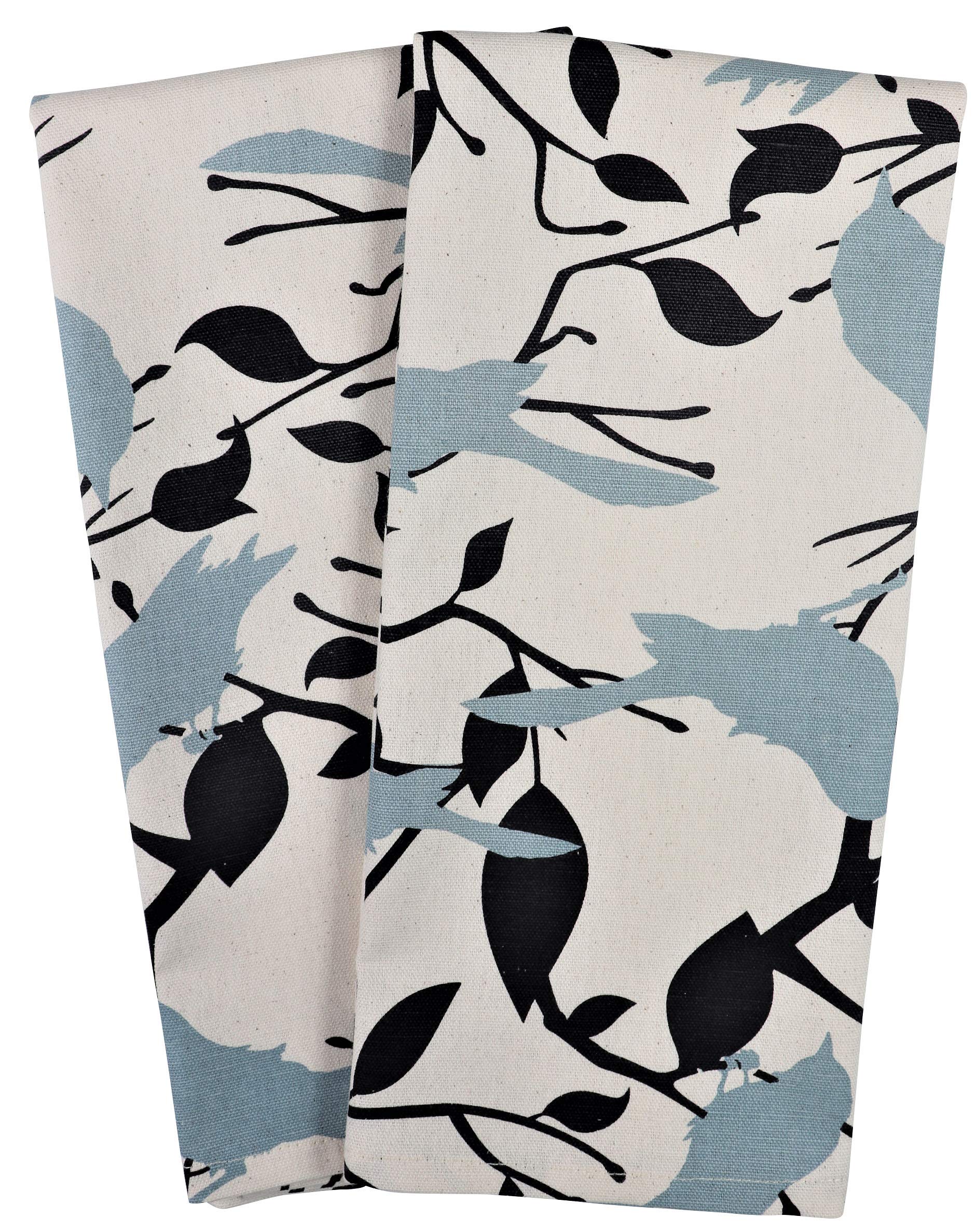 Crabtree Collection Blue Birds Kitchen Towels - 100% Cotton Absorbent Dish Towels Set of 2, Decorative Hand & Tea Towels (18x28 Inch) - Perfect for Cooking, Baking, Dish Drying & Kitchen Decor Gifts for Foodies