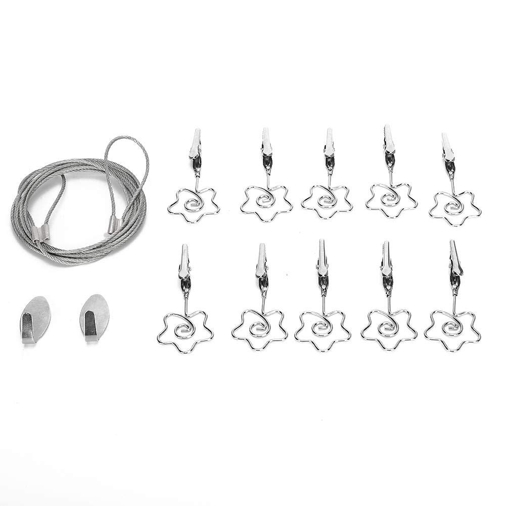 10 PCS Stainless Steel Photo Clips for Hanging Pictures - Silver Flower Design Wall Decor for Postcards, Polaroids & Art Display - Perfect for Bedroom, Gallery & Office Decor