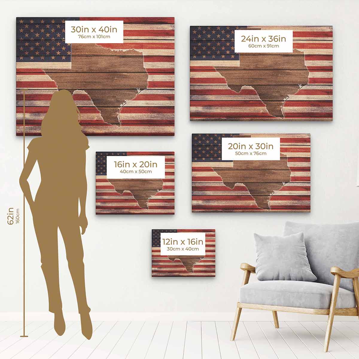 Red Texas Map Wall Art Canvas - 56 Inch Large Texas State Decor for Home & Office - Perfect for Living Room, Bedroom, or Texas-Themed Spaces