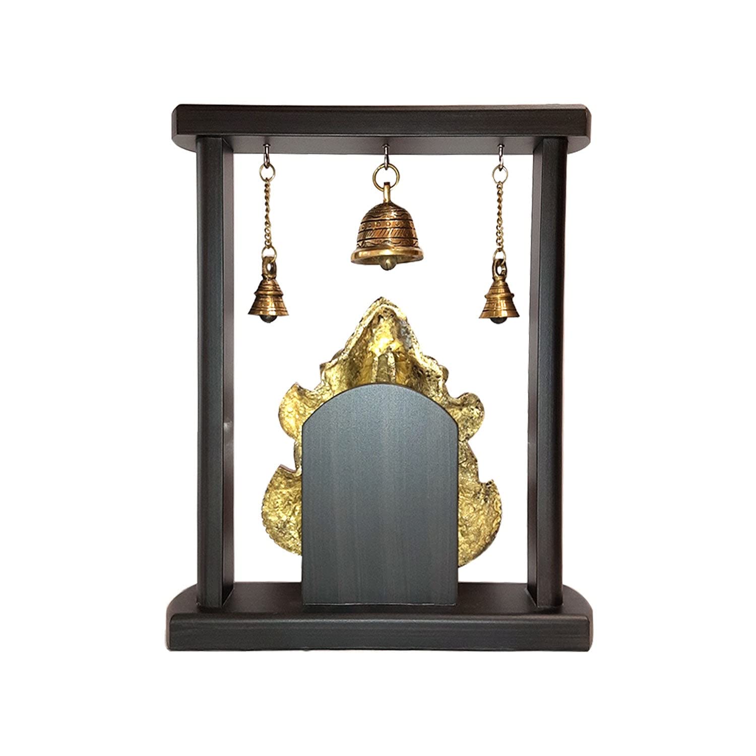 Handmade Brass Ganesh Statue for Home Decor - 13 Inch Hindu God Ganesha Idol - Premium Brass & Wood Temple Showpiece - Perfect for Pooja Room, Office Desk & Meditation Space