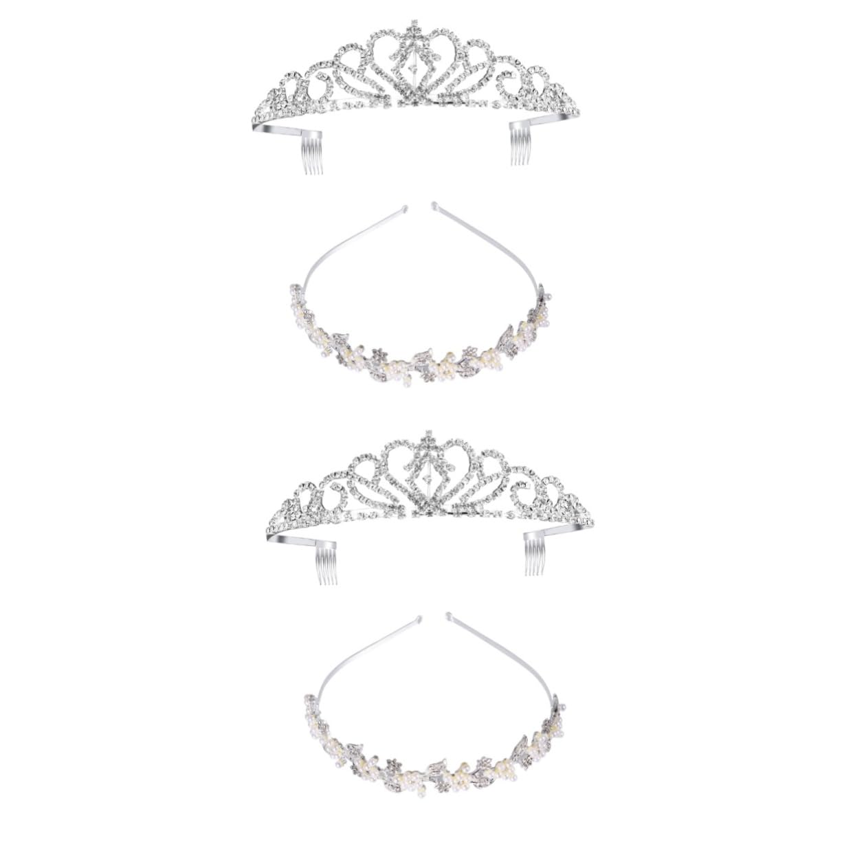 Abaodam 4-Piece Wedding Headband Set - Rhinestone Crystal Bridal Tiara for Bride, Birthday Party, Miss Crown Hair Accessories | Perfect for Weddings, Bachelorette Parties & Special Occasions